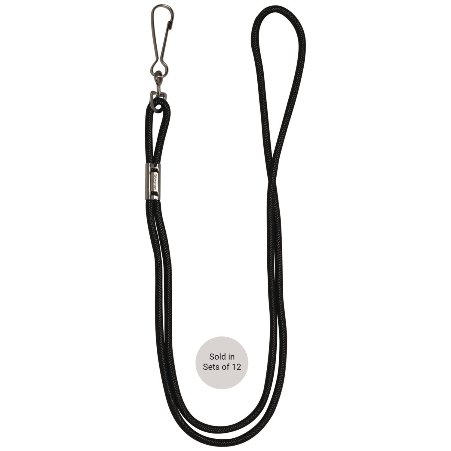 Champion Sports Lanyard, Metal J-Hook Fastener, 20" Long, Black, 12/Pack