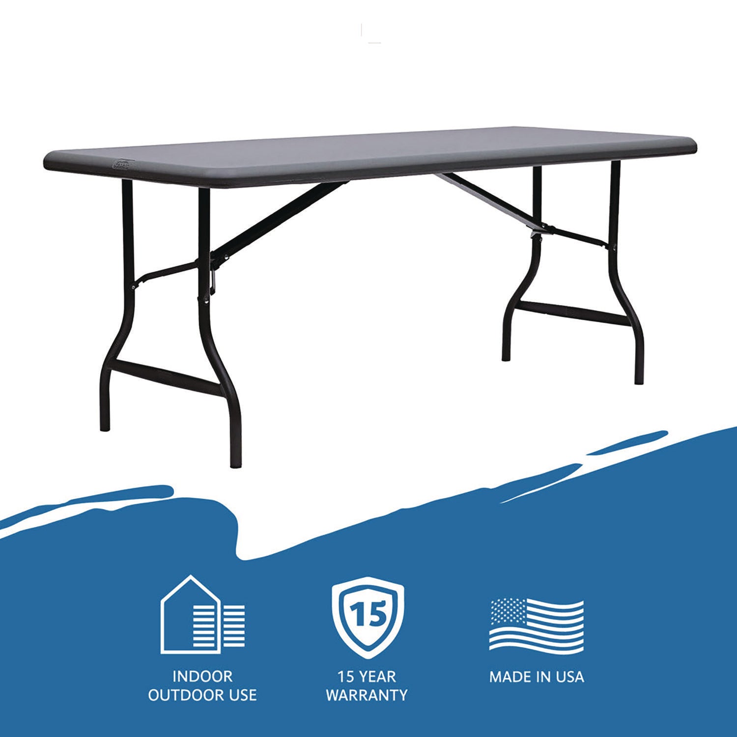 Iceberg IndestrucTable Industrial Folding Table, Rectangular, 72" x 30" x 29", Charcoal