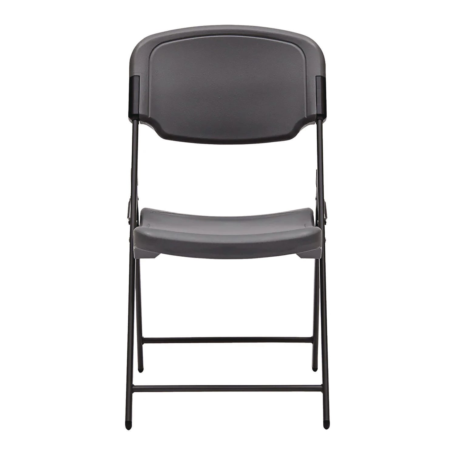 Iceberg Rough n Ready Commercial Folding Chair, Supports Up to 350 lb, 15.25" Seat Height, Charcoal Seat, Charcoal Back, Silver Base