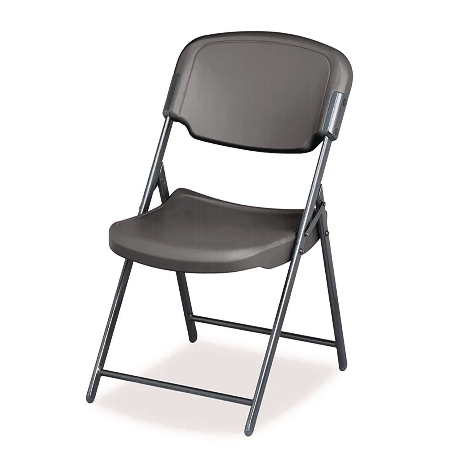 Iceberg Rough n Ready Commercial Folding Chair, Supports Up to 350 lb, 15.25" Seat Height, Charcoal Seat, Charcoal Back, Silver Base