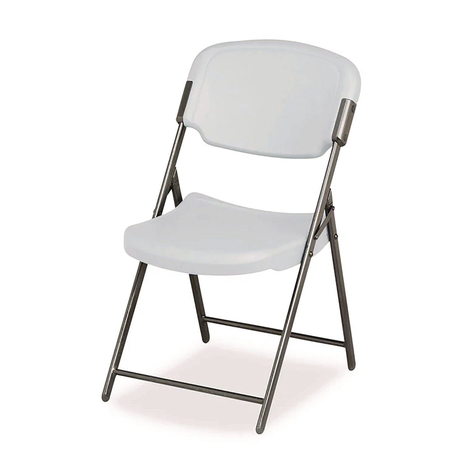 Iceberg Rough n Ready Commercial Folding Chair, Supports Up to 350 lb, 15.25" Seat Height, Platinum Seat, Platinum Back, Black Base