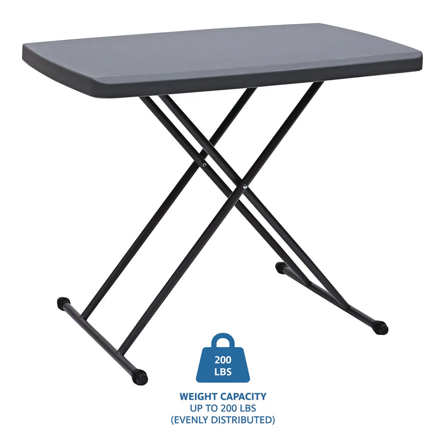 Iceberg IndestrucTable Classic Personal Folding Table, 30" x 20" x 25" to 28", Charcoal