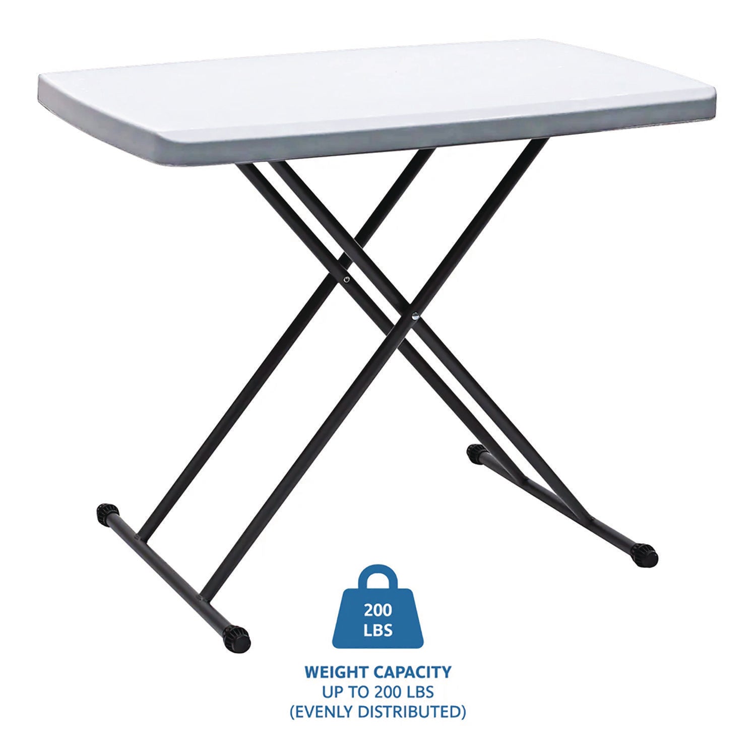 Iceberg IndestrucTable Classic Personal Folding Table, 30" x 20" x 25" to 28", Platinum/Gray