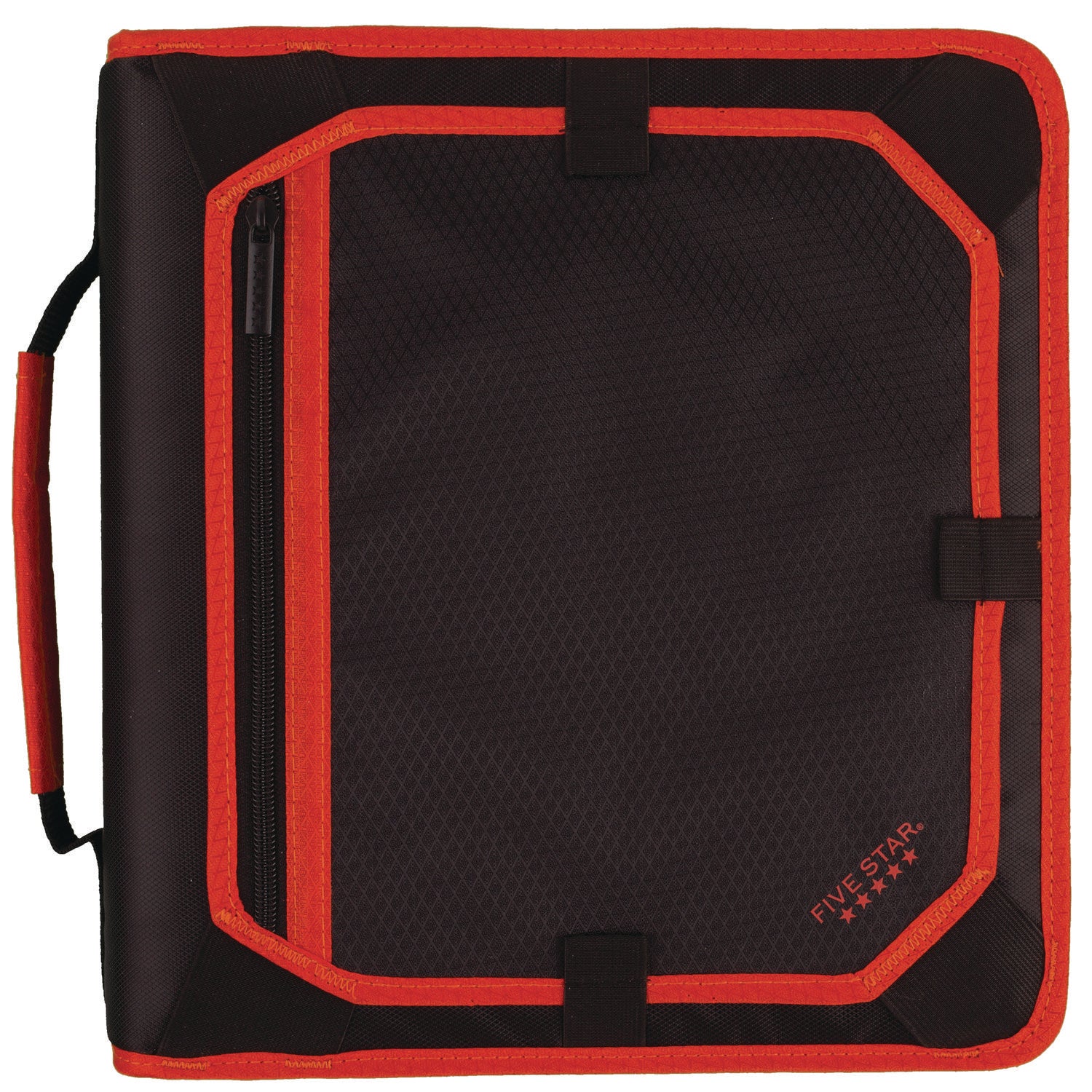 Zipper Binder, 3 Rings, 2" Capacity, 11 x 8.5, Black/Red Accents