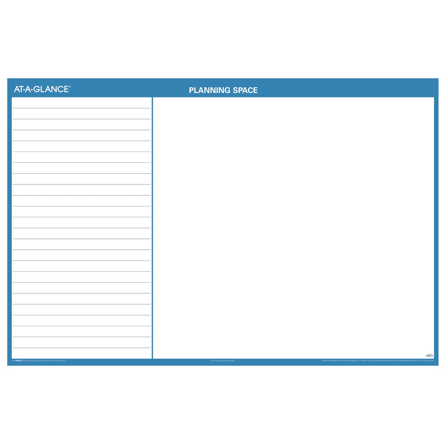 AT-A-GLANCE® Horizontal Reversible/Erasable Wall Planner, 48 x 32, White/Blue Sheets, 12-Month (Jan to Dec): 2025