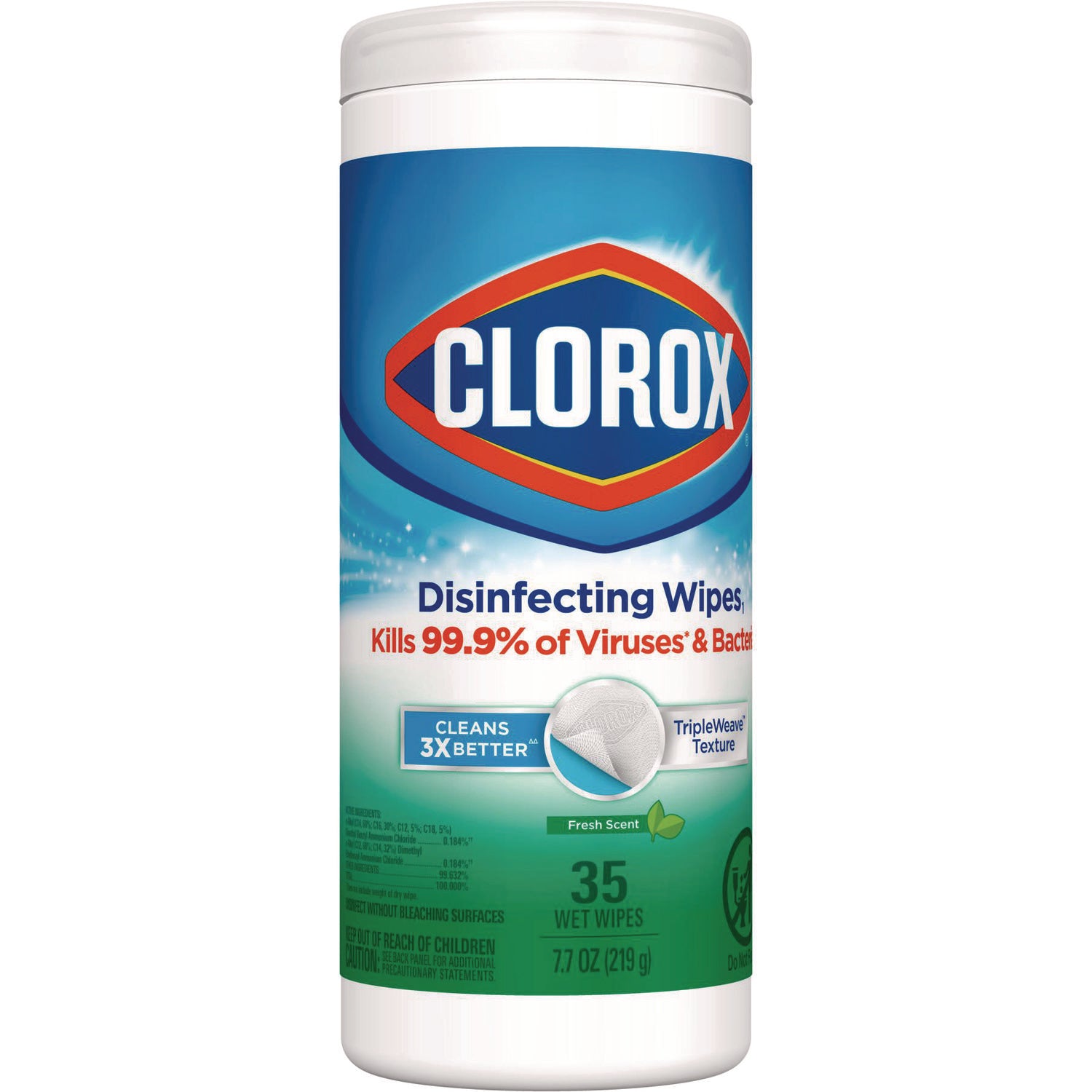 Clorox® Disinfecting Wipes, 1-Ply, 7 x 8, Fresh Scent, White, 35/Canister