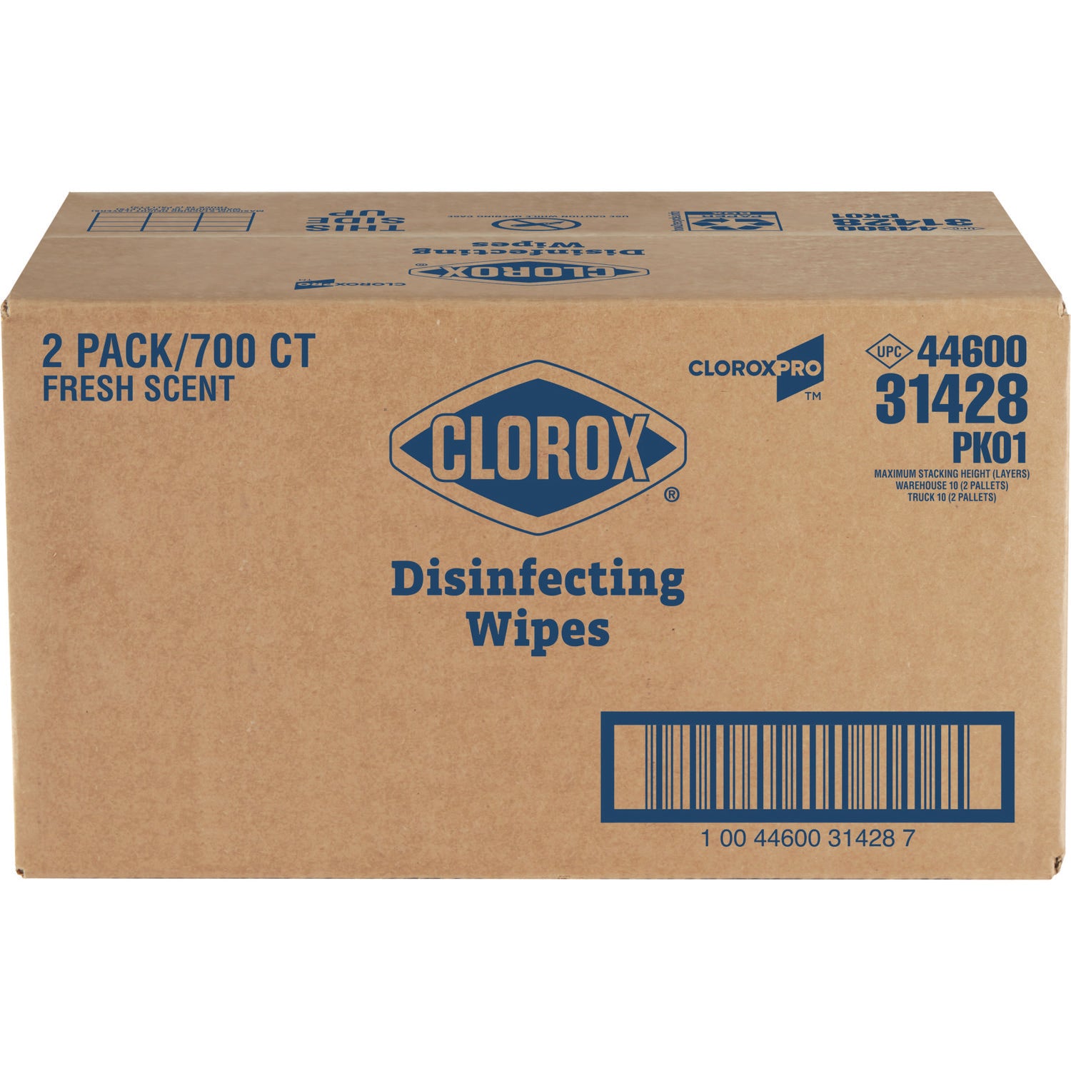 Clorox® Disinfecting Wipes, 1-Ply, 7 x 8, Fresh Scent, White, 700/Bag Refill, 2 Bags/Carton