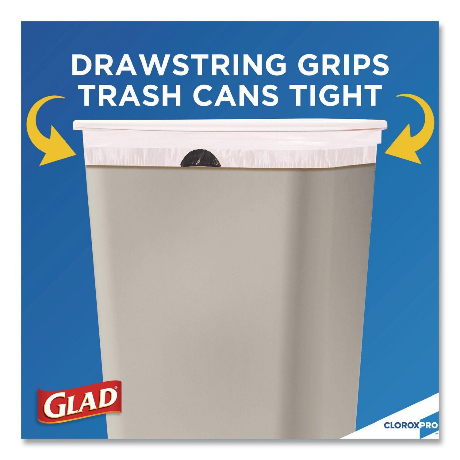 Glad® Tall Kitchen Drawstring Trash Bags, 13 gal, 24" x 27.38", Gray, 100 Bags/Box, 4 Boxes/Carton