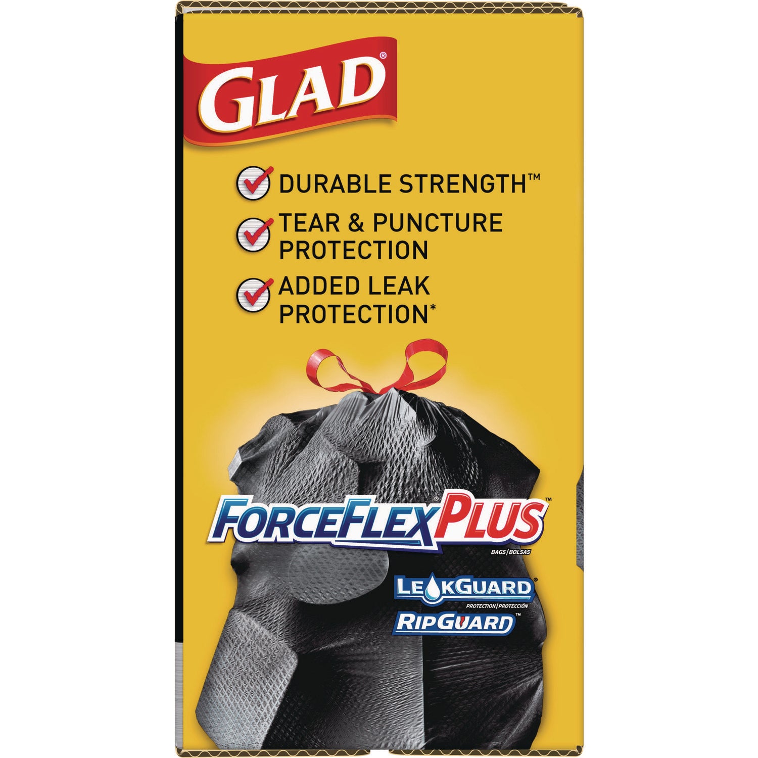 Glad® ForceFlexPlus Drawstring Large Trash Bags, 30 gal, 1.05 mil, 30" x 32", Black, 70/Box