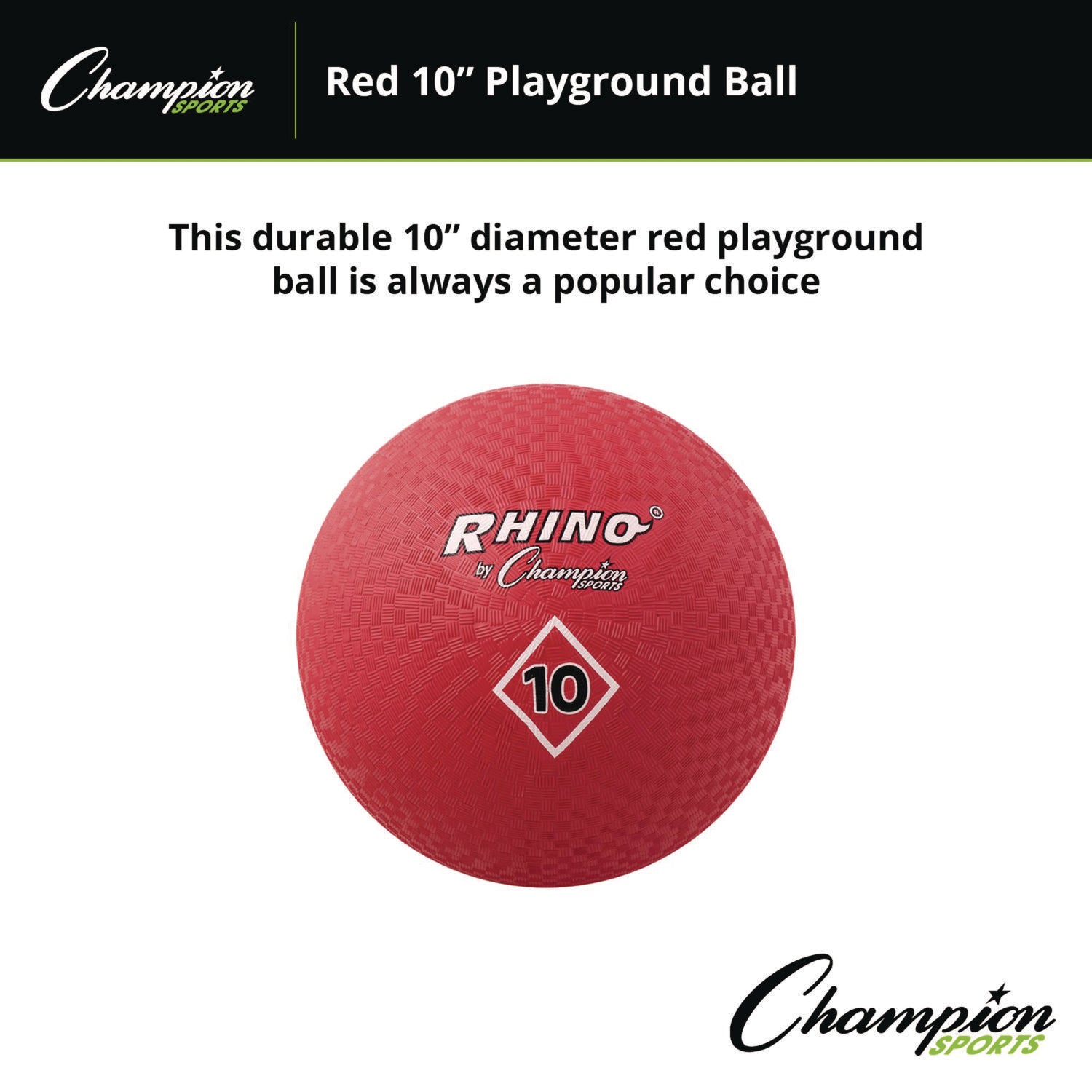 Champion Sports Playground Ball, 10" Diameter, Red