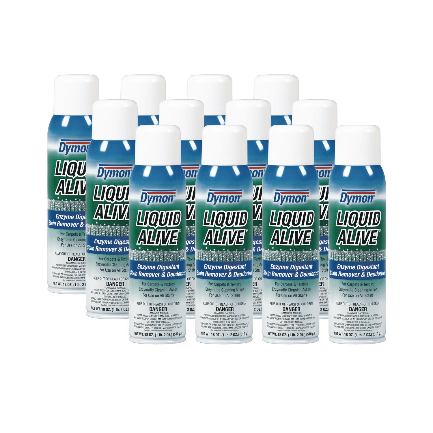 LIQUID ALIVE Carpet Cleaner/Deodorizer, 20 oz Aerosol Spray, 12/Carton