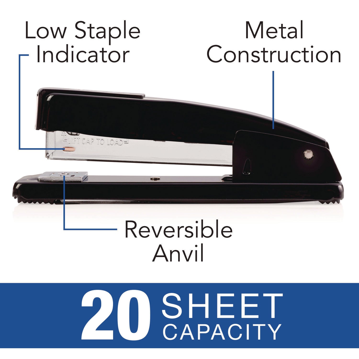 Swingline® Commercial Full Strip Desk Stapler, 20-Sheet Capacity, Black