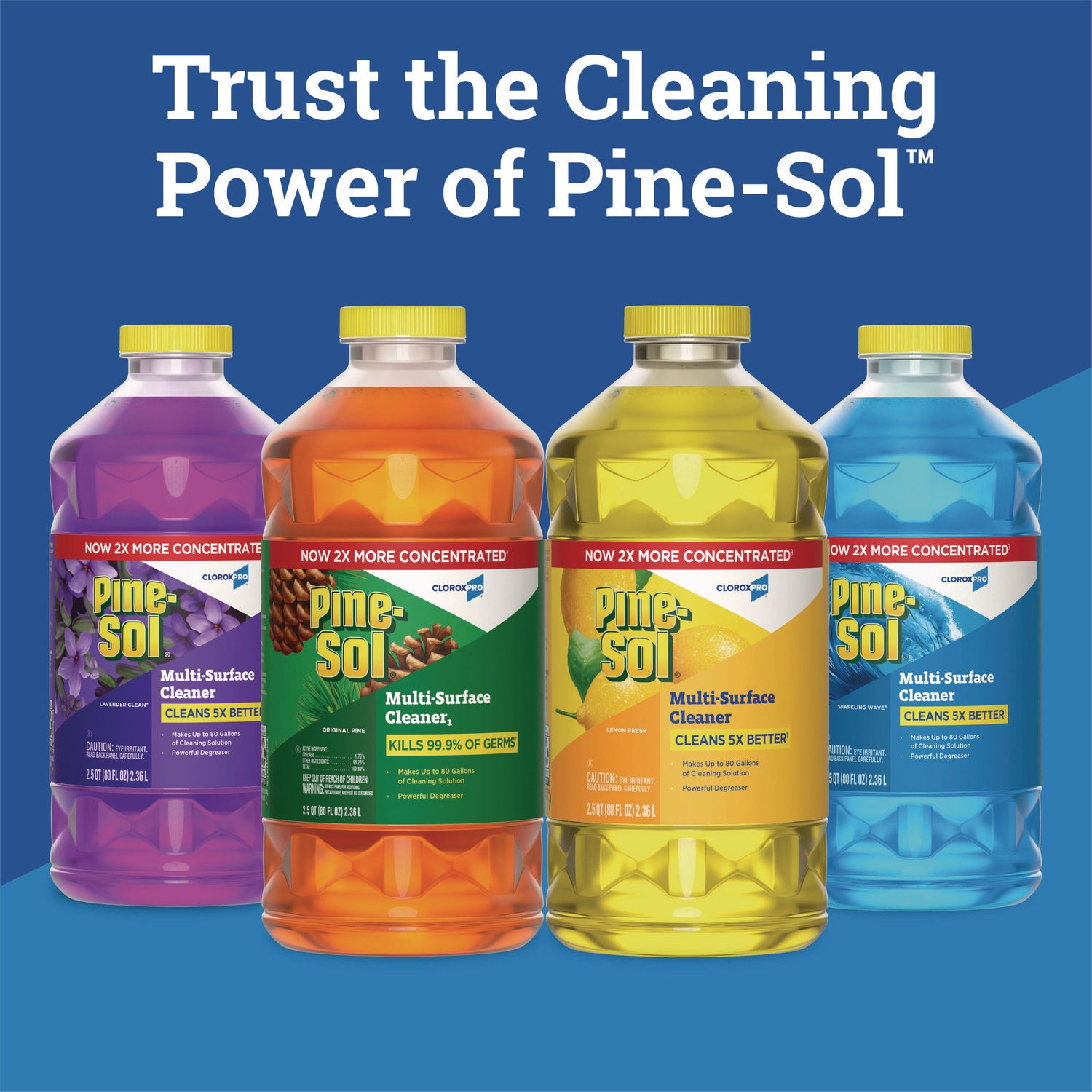 Pine-Sol® CloroxPro Multi-Surface Cleaner Concentrated, Sparkling Wave Scent, 80 oz Bottle, 3/Carton