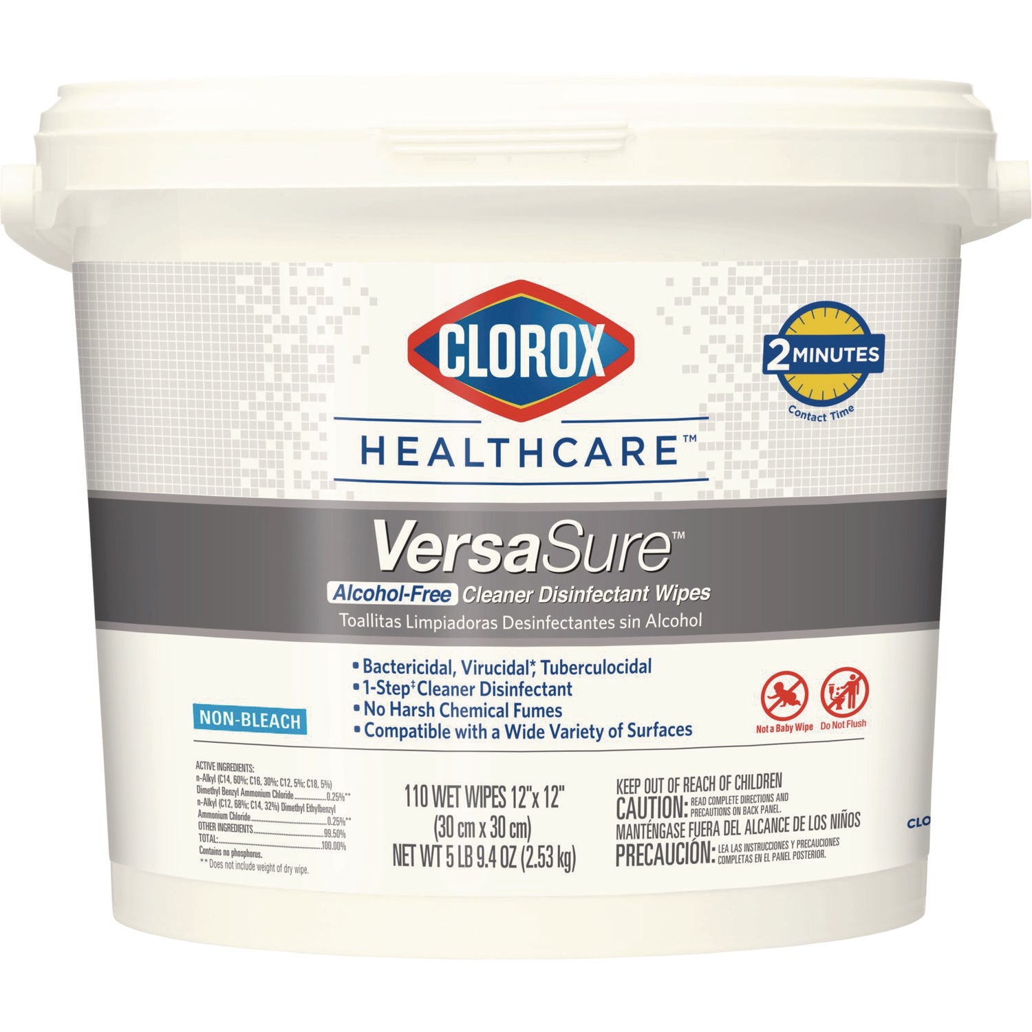 VersaSure Cleaner Disinfectant Wipes, 1-Ply, 12 x 12, Fragranced, White, 110/Bucket