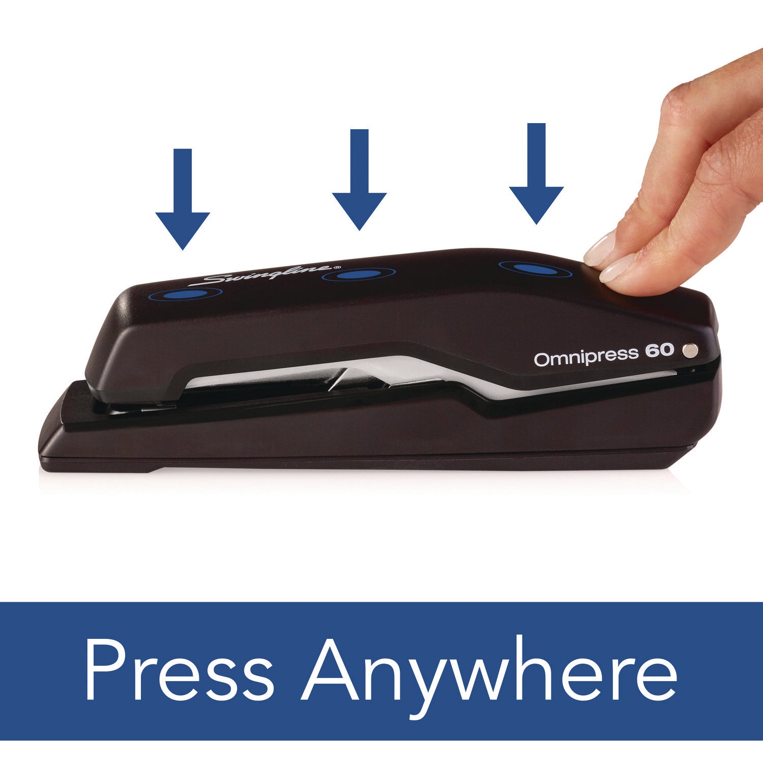 Swingline® Omnipress SO60 Heavy-Duty Full Strip Stapler, 60-Sheet Capacity, Black/Gray