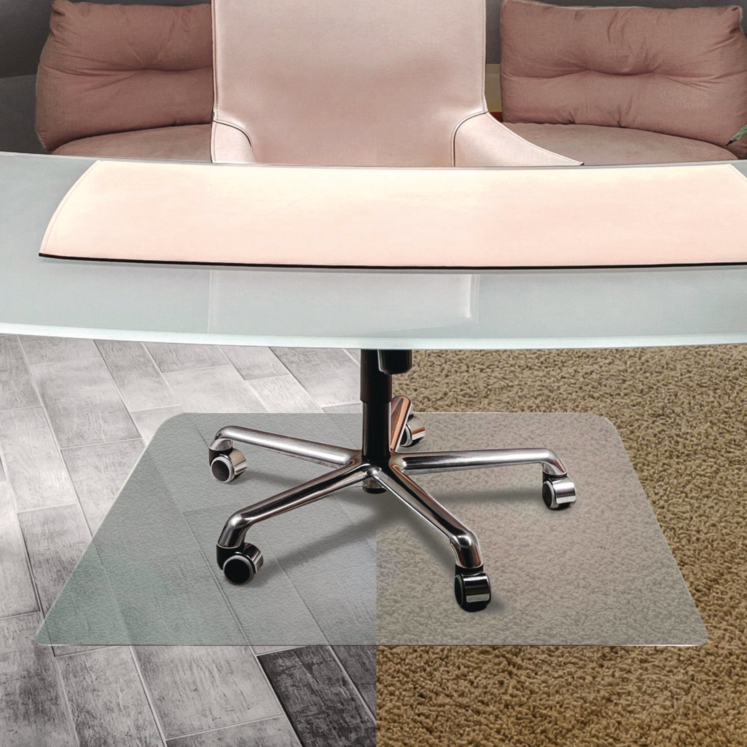 Floortex® Cleartex Unomat Anti-Slip Chair Mat for Hard Floors/Flat Pile Carpets, 60" w  x 48" l, Clear