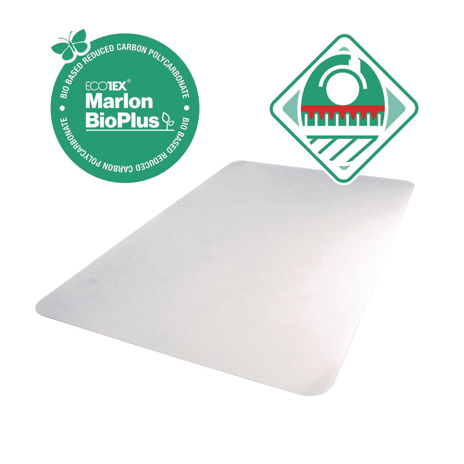 Floortex® Ecotex Marlon BioPlus Rectangular Polycarbonate Chair Mat for Low/Medium Pile Carpets, Rectangular, 46" w  x 60" l, Clear