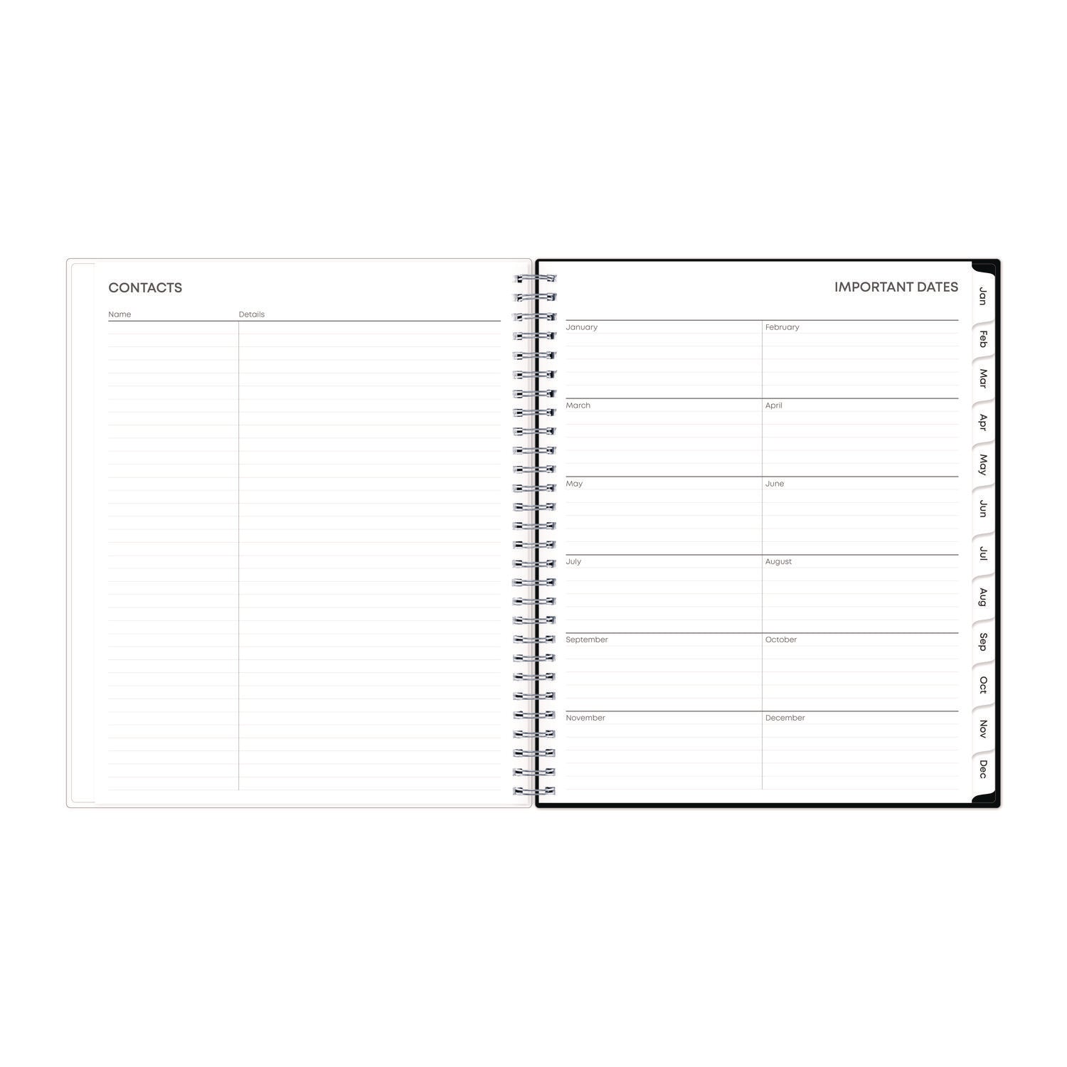 Blue Sky® Analeis Monthly Planner, Floral Artwork, 10 x 8, White/Black/Coral Cover, 12-Month (Jan to Dec): 2025