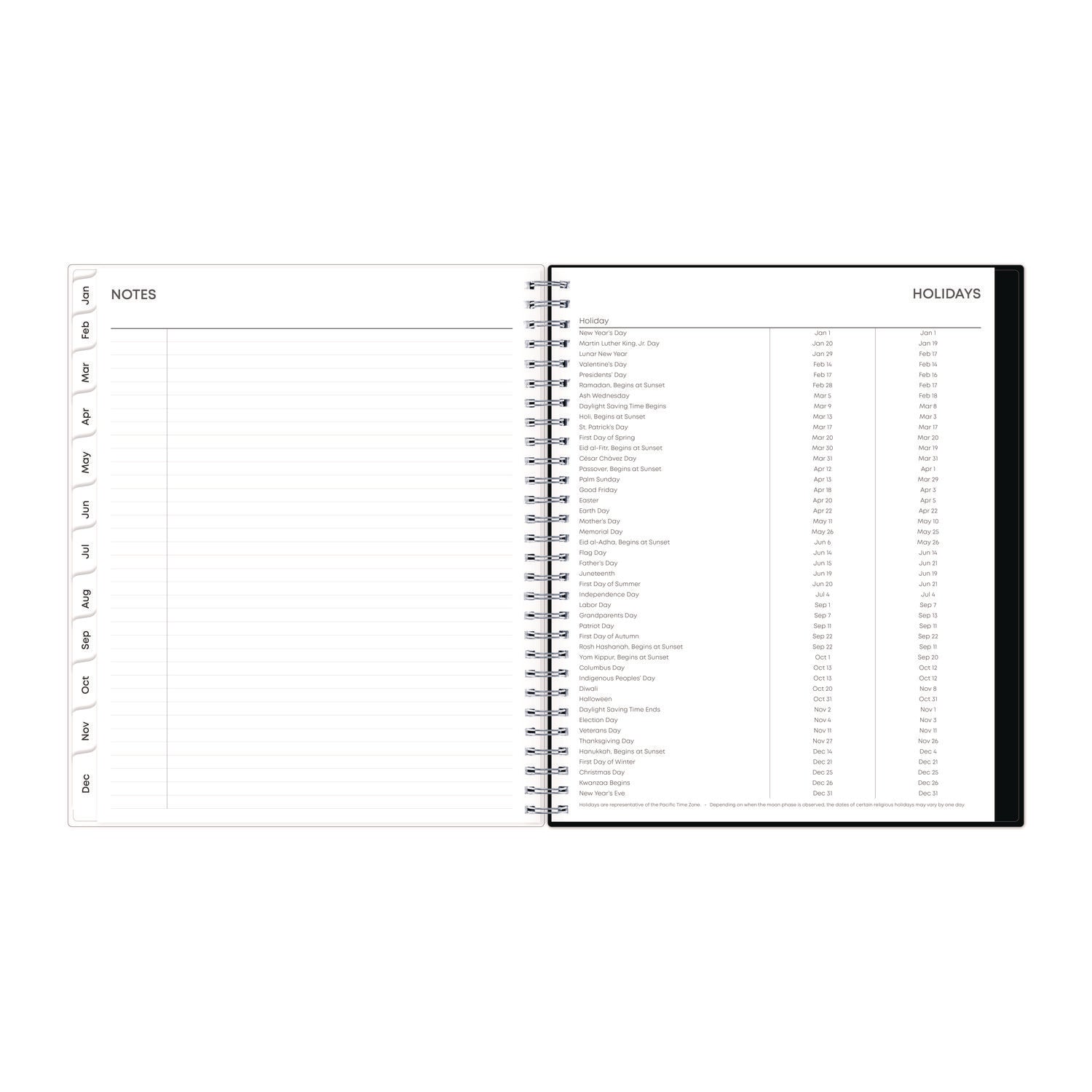 Blue Sky® Analeis Monthly Planner, Floral Artwork, 10 x 8, White/Black/Coral Cover, 12-Month (Jan to Dec): 2025