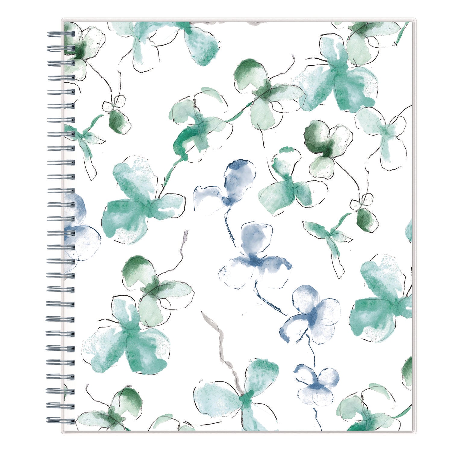 Blue Sky® Lindley Monthly Planner, Floral Artwork, 10 x 8, White/Blue/Green Cover, 12-Month (Jan to Dec): 2025