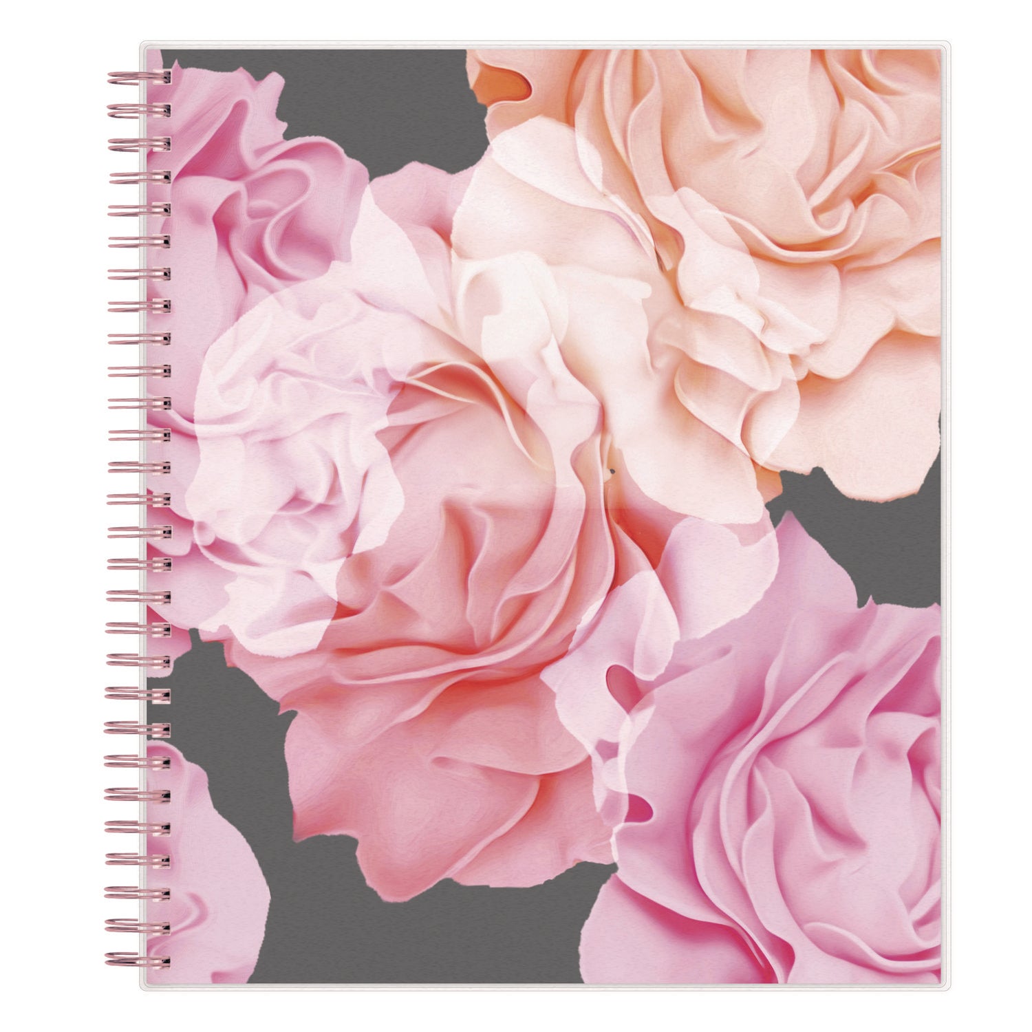 Blue Sky® Joselyn Monthly Wirebound Planner, Floral Artwork, 10 x 8, Pink/Peach/Black Cover, 12-Month (Jan to Dec): 2025