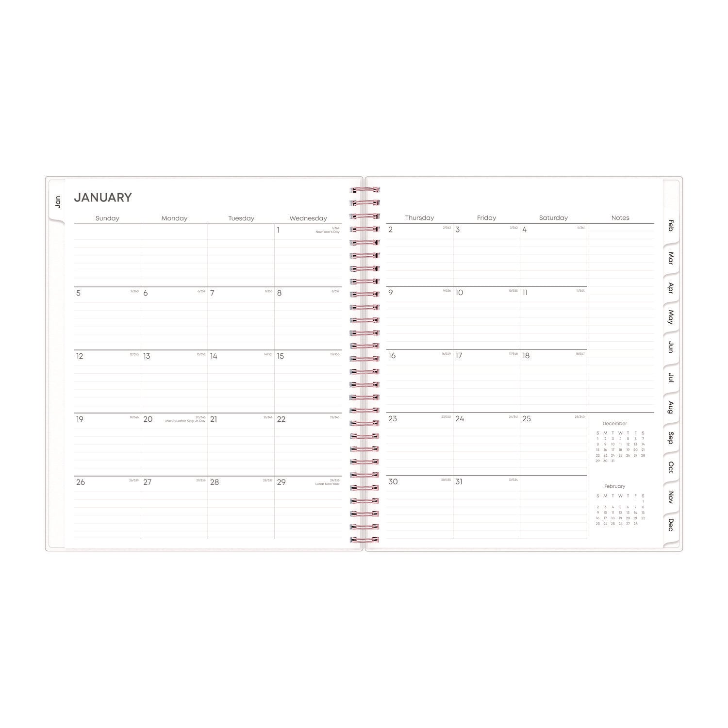 Blue Sky® Joselyn Monthly Wirebound Planner, Floral Artwork, 10 x 8, Pink/Peach/Black Cover, 12-Month (Jan to Dec): 2025