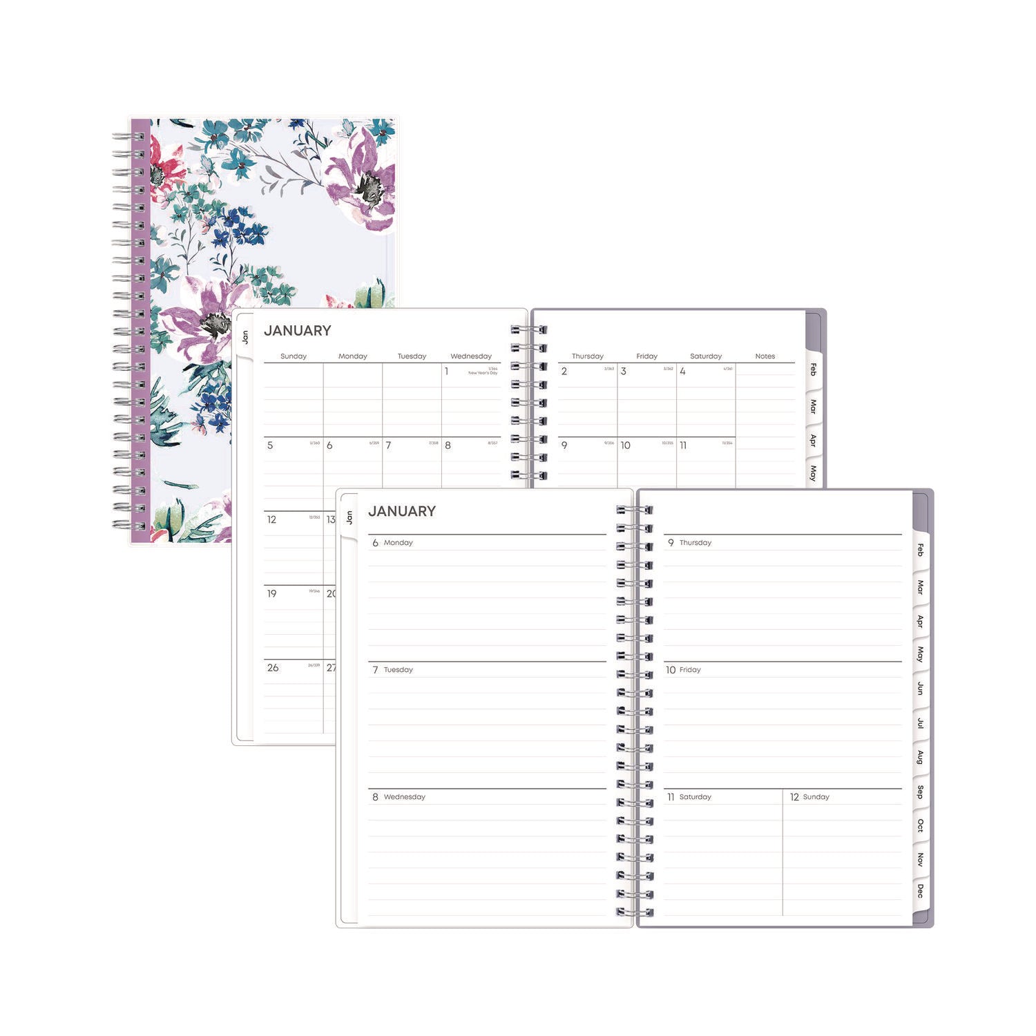 Laila Create-Your-Own Cover Weekly/Monthly Planner, Wildflower Artwork, 8 x 5, Purple/Blue/Pink, 12-Month (Jan to Dec): 2025