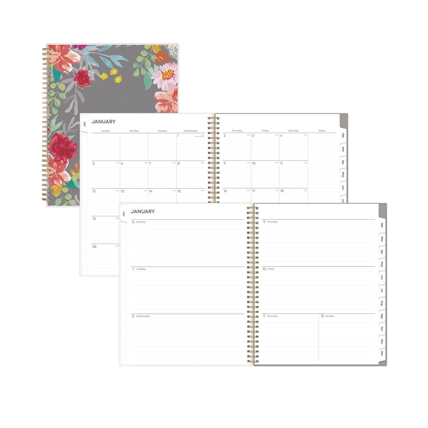 Sophie Frosted Weekly/Monthly Planner, Floral Artwork, 11 x 8.5, Multicolor Cover, 12-Month (Jan to Dec): 2025