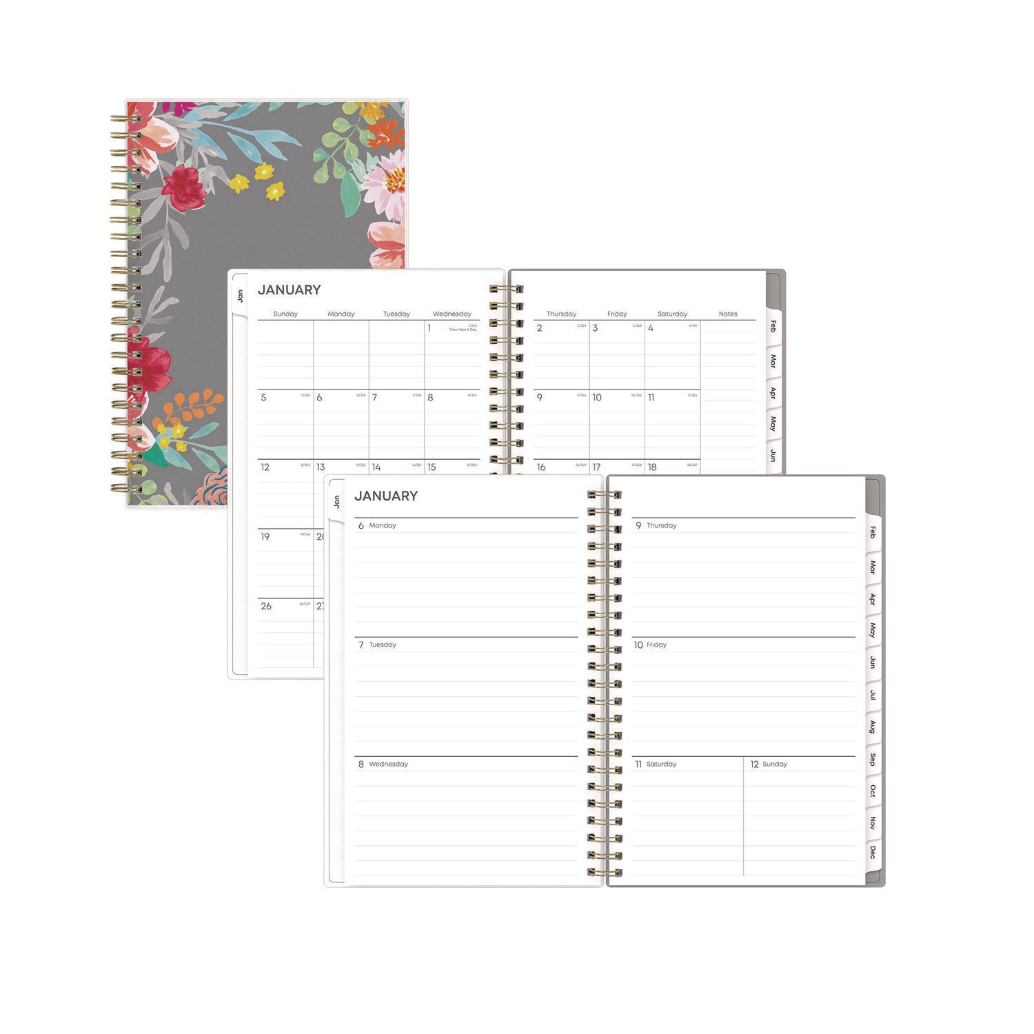 Sophie Frosted Weekly/Monthly Planner, Floral Artwork, 8 x 5, Multicolor Cover, 12-Month (Jan to Dec): 2025