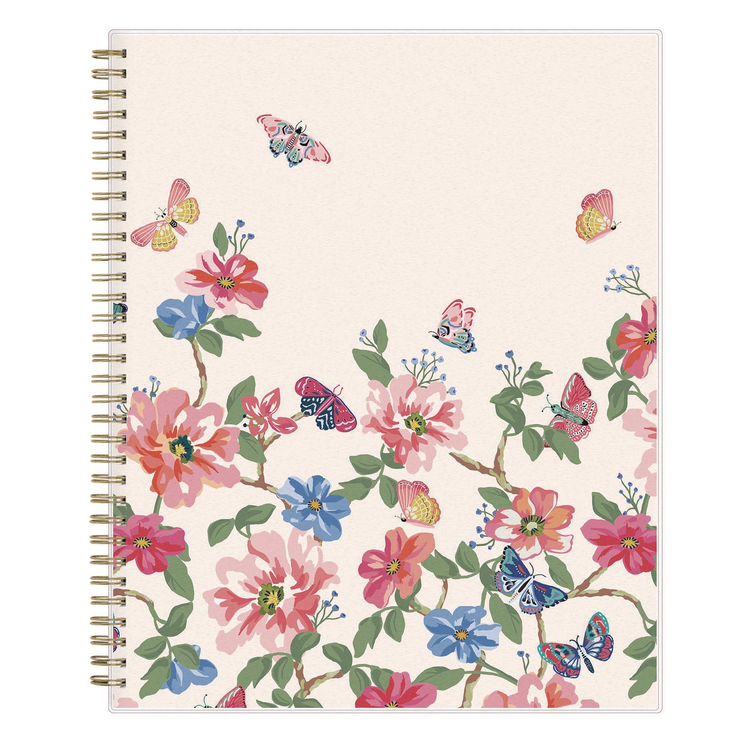 Blue Sky® Fly By Frosted Weekly/Monthly Planner, Butterflies Artwork, 11 x 8.5, Blush/Pink Cover, 12-Month (Jan to Dec): 2025