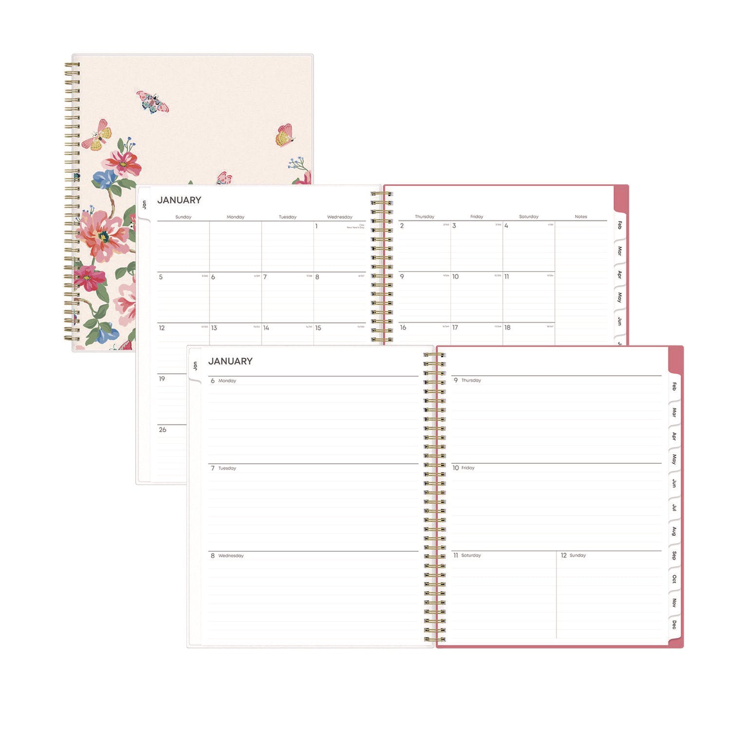 Fly By Frosted Weekly/Monthly Planner, Butterflies Artwork, 11 x 8.5, Blush/Pink Cover, 12-Month (Jan to Dec): 2025