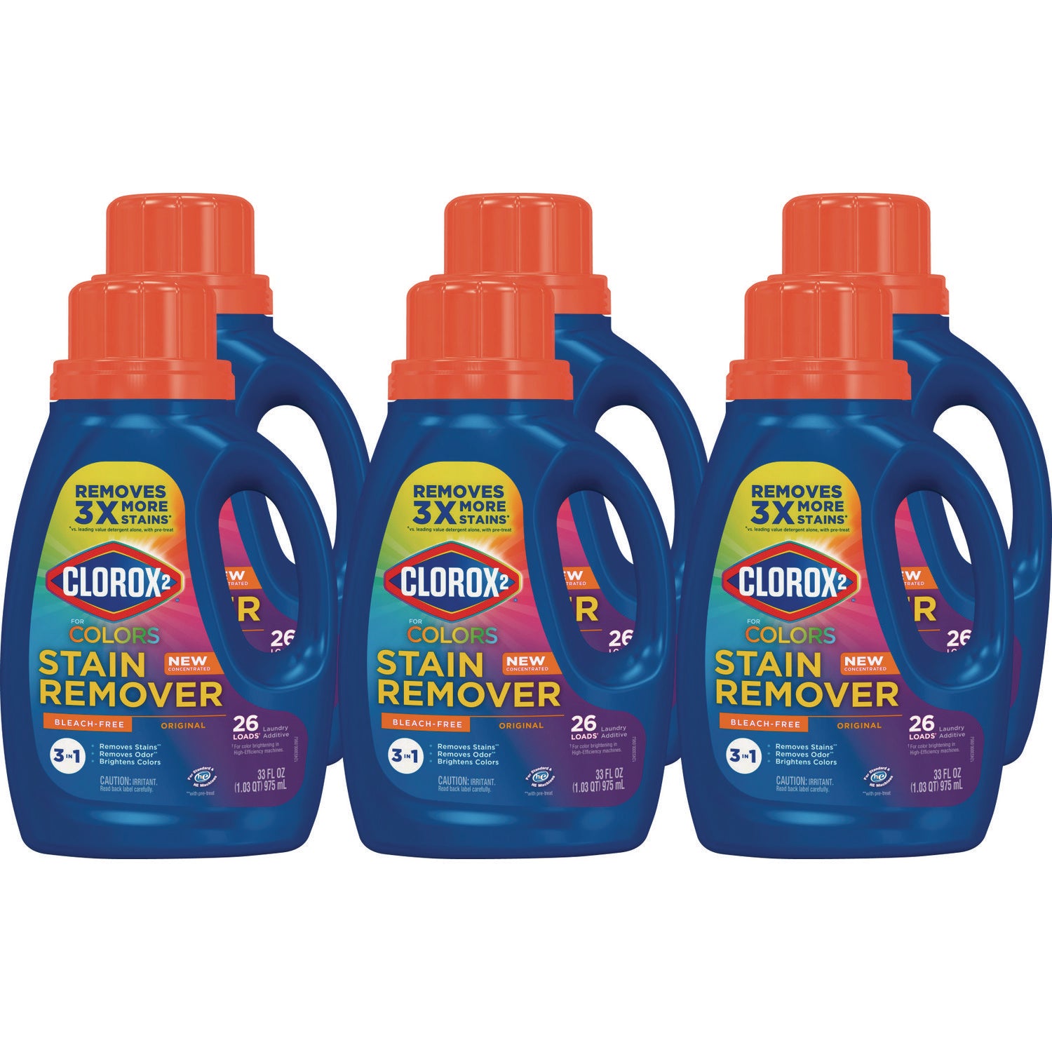 Stain Remover and Color Booster, Regular, 33 oz Bottle, 6/Carton