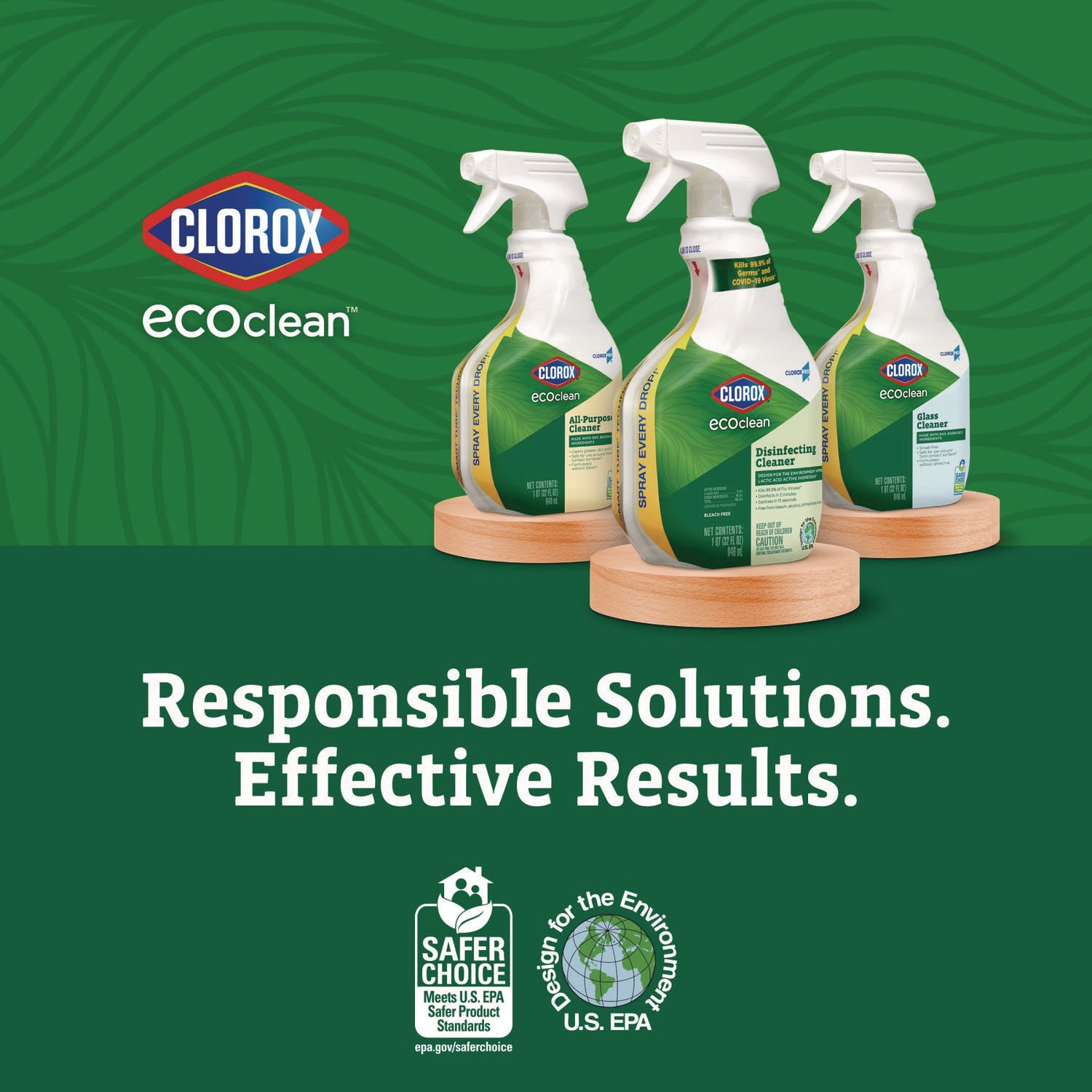 Clorox® Clorox Pro EcoClean Disinfecting Cleaner, Unscented, 128 oz Refill Bottle, 4/Carton