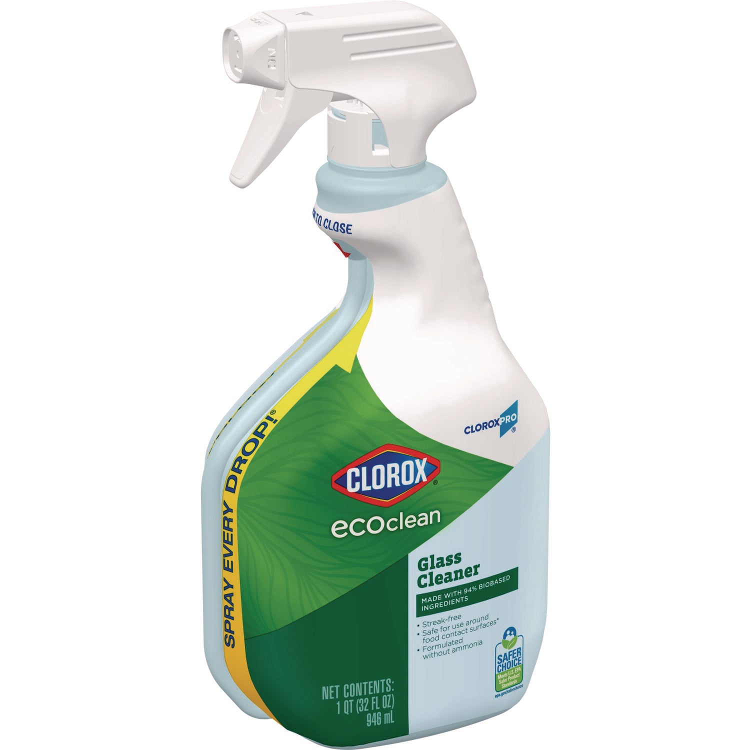 Clorox® Clorox Pro EcoClean Glass Cleaner, Unscented, 32 oz Spray Bottle, 9/Carton