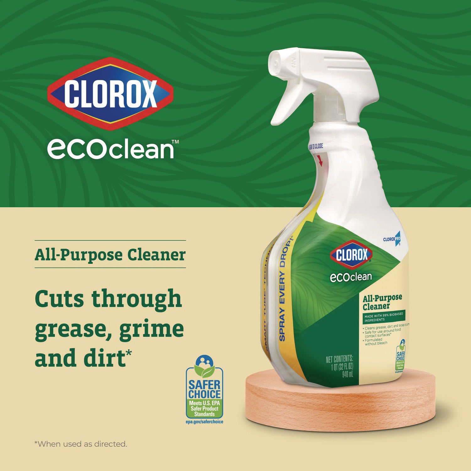 Clorox® Clorox Pro EcoClean All-Purpose Cleaner, Unscented, 128 oz Bottle, 4/Carton