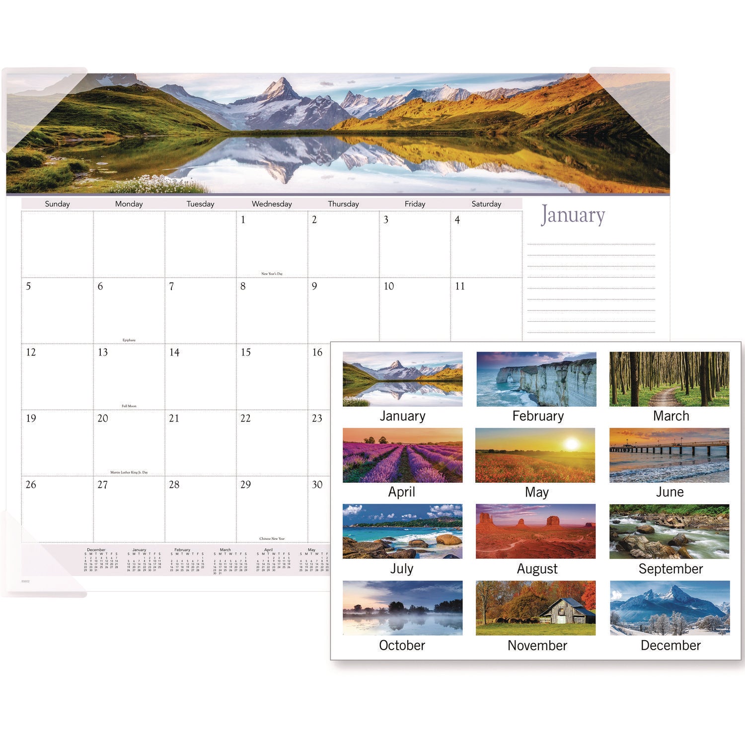 AT-A-GLANCE® Landscape Panoramic Desk Pad, Landscapes Photography, 22 x 17, White Sheets, Clear Corners, 12-Month (Jan to Dec): 2025