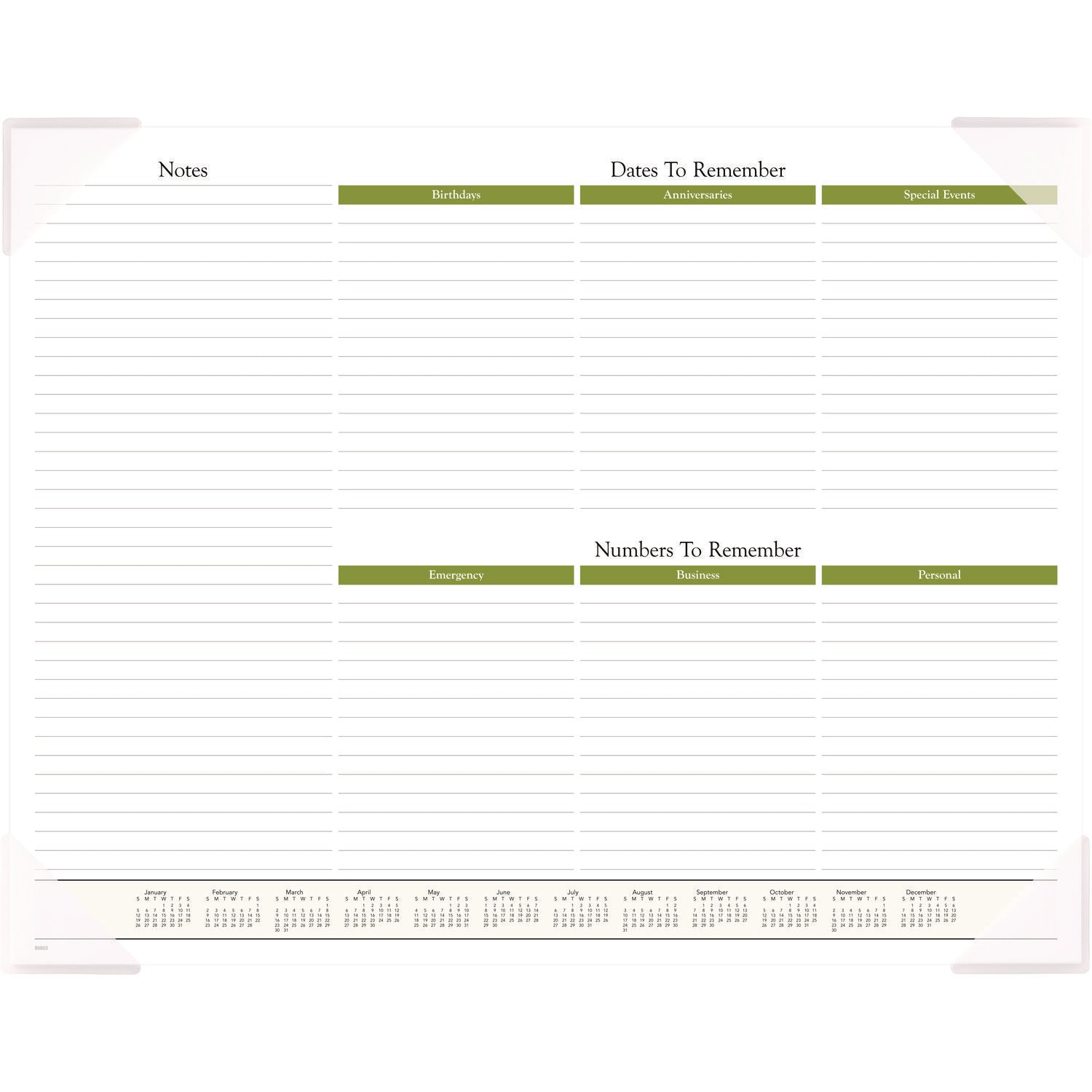 AT-A-GLANCE® Seascape Panoramic Desk Pad, Seascape Panoramic Photography, 22 x 17, White Sheets, Clear Corners, 12-Month (Jan-Dec): 2025