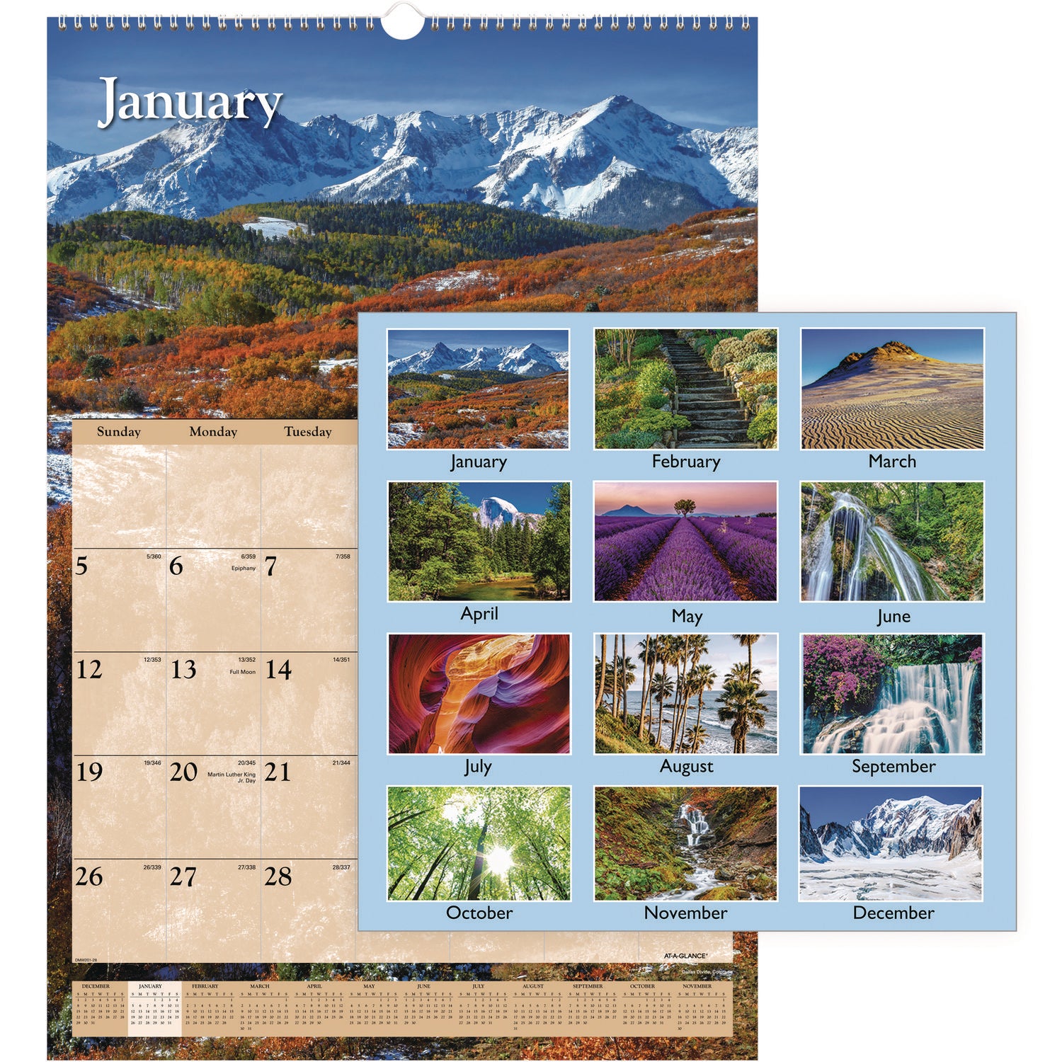 AT-A-GLANCE® Scenic Monthly Wall Calendar, Landscape Photography, 15.5 x 22.75, White/Multicolor Sheets, 12-Month (Jan-Dec): 2025