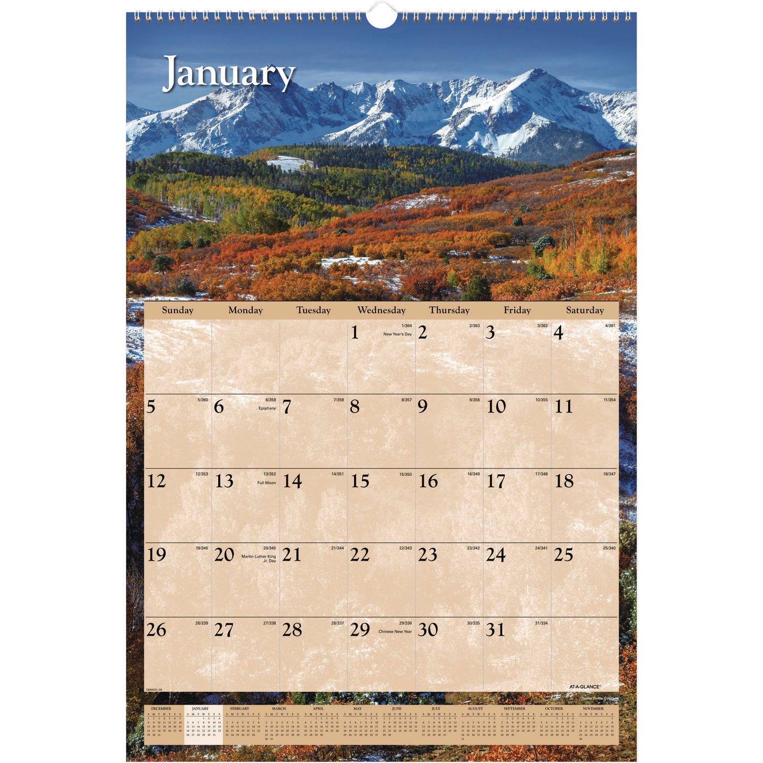 Scenic Monthly Wall Calendar, Landscape Photography, 15.5 x 22.75, White/Multicolor Sheets, 12-Month (Jan-Dec): 2025