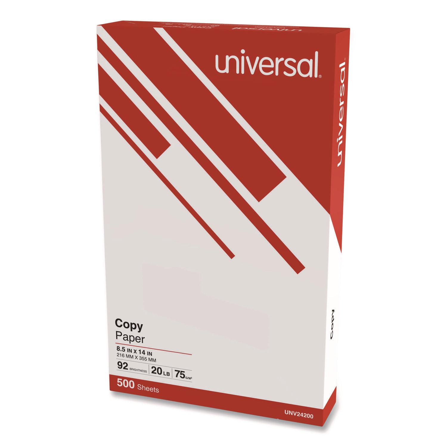 Universal® Legal Size Copy Paper, 92 Bright, 20 lb Bond Weight, 8.5 x 14, White, 500 Sheets/Ream, 10 Reams/Carton, 30 Cartons/Pallet