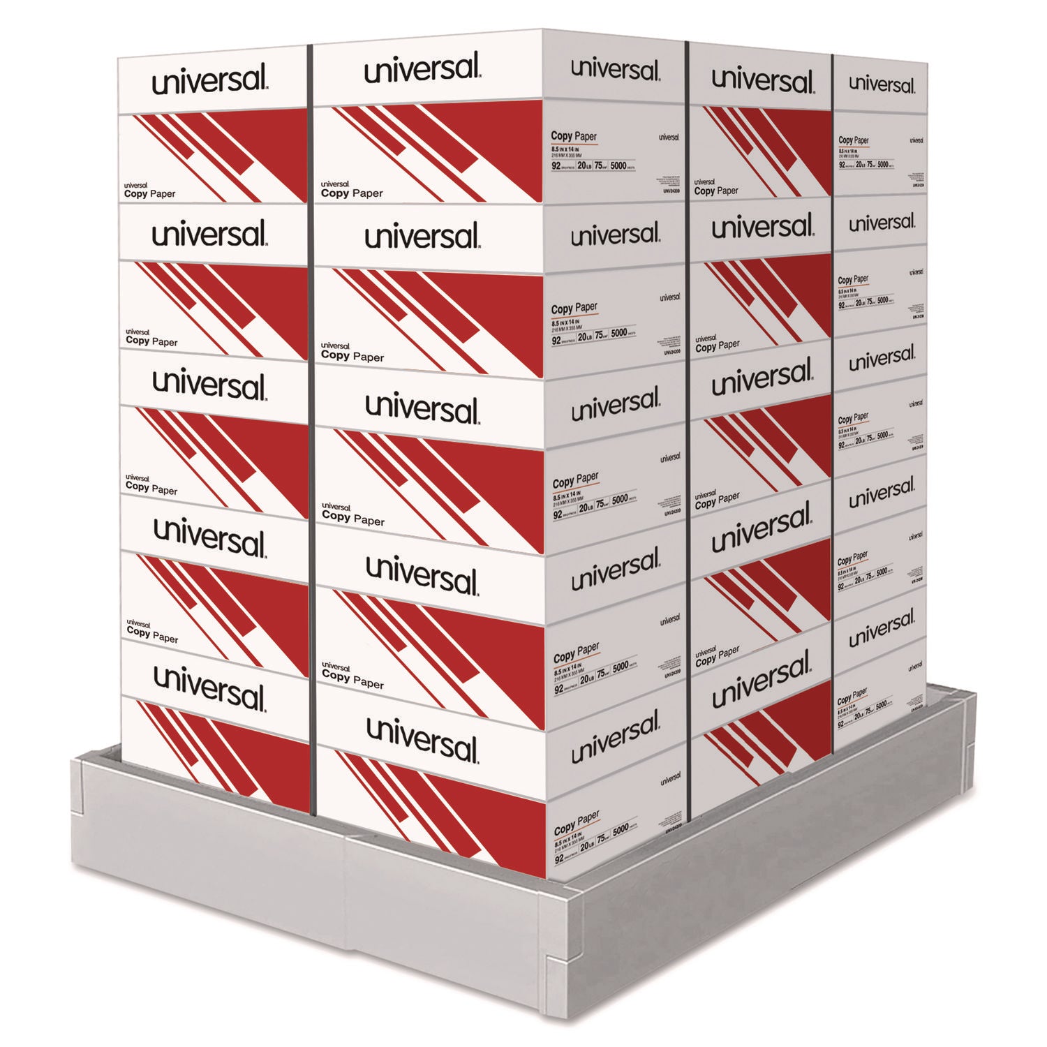 Legal Size Copy Paper, 92 Bright, 20 lb Bond Weight, 8.5 x 14, White, 500 Sheets/Ream, 10 Reams/Carton, 30 Cartons/Pallet