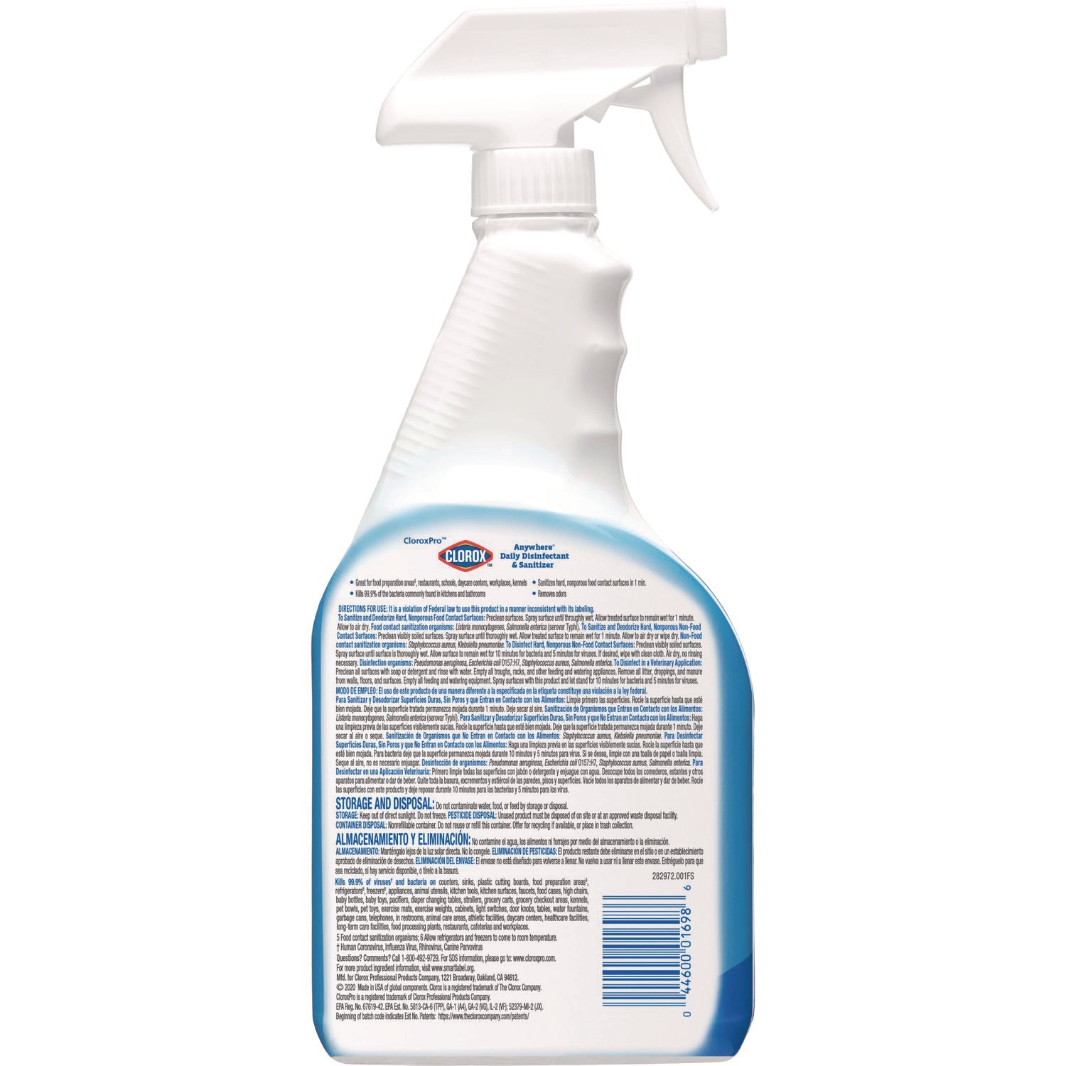 Clorox® Anywhere Hard Surface Sanitizing Spray, 32 oz Spray Bottle, 12/Carton