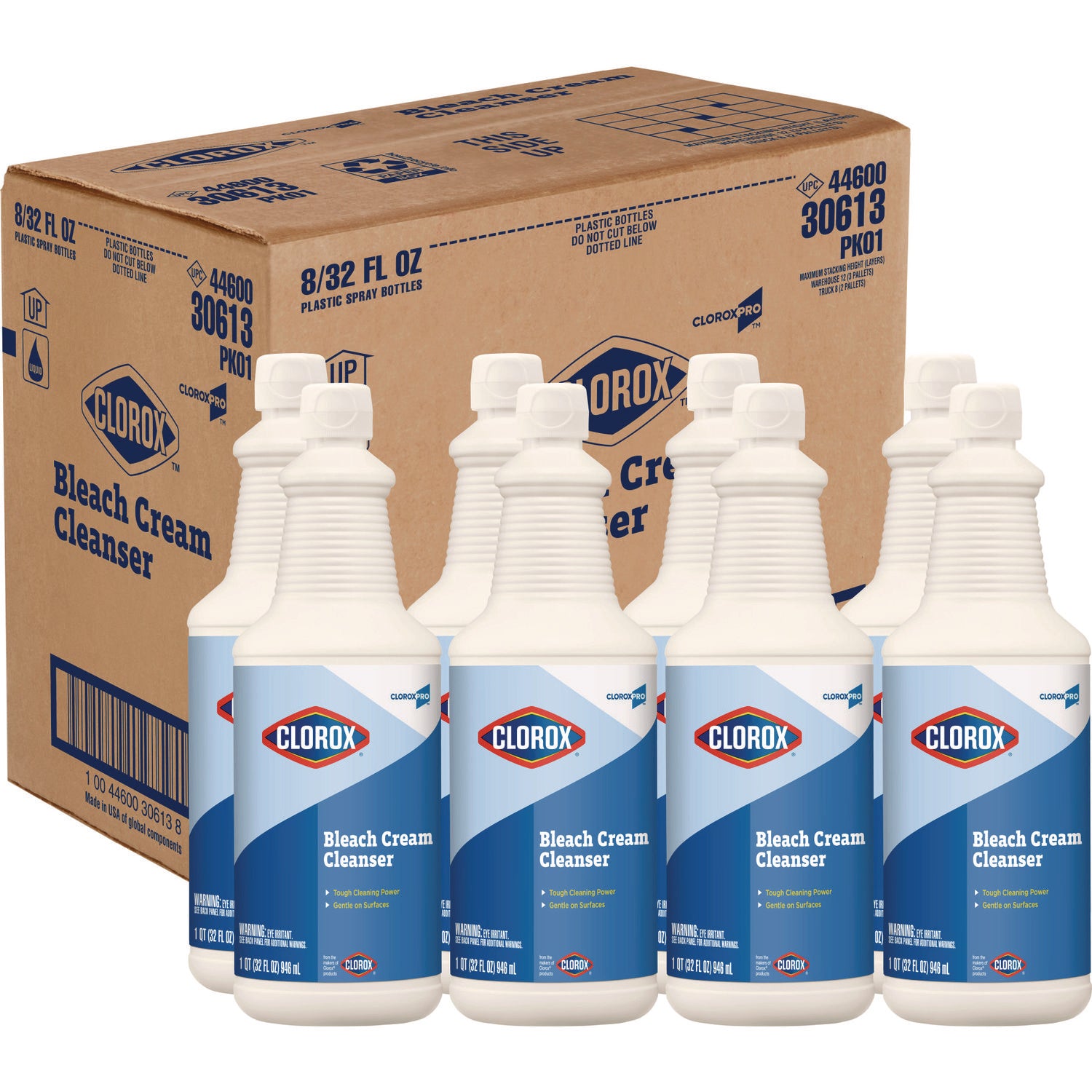 Clorox® Bleach Cream Cleanser, Fresh Scent, 32 oz Bottle, 8/Carton