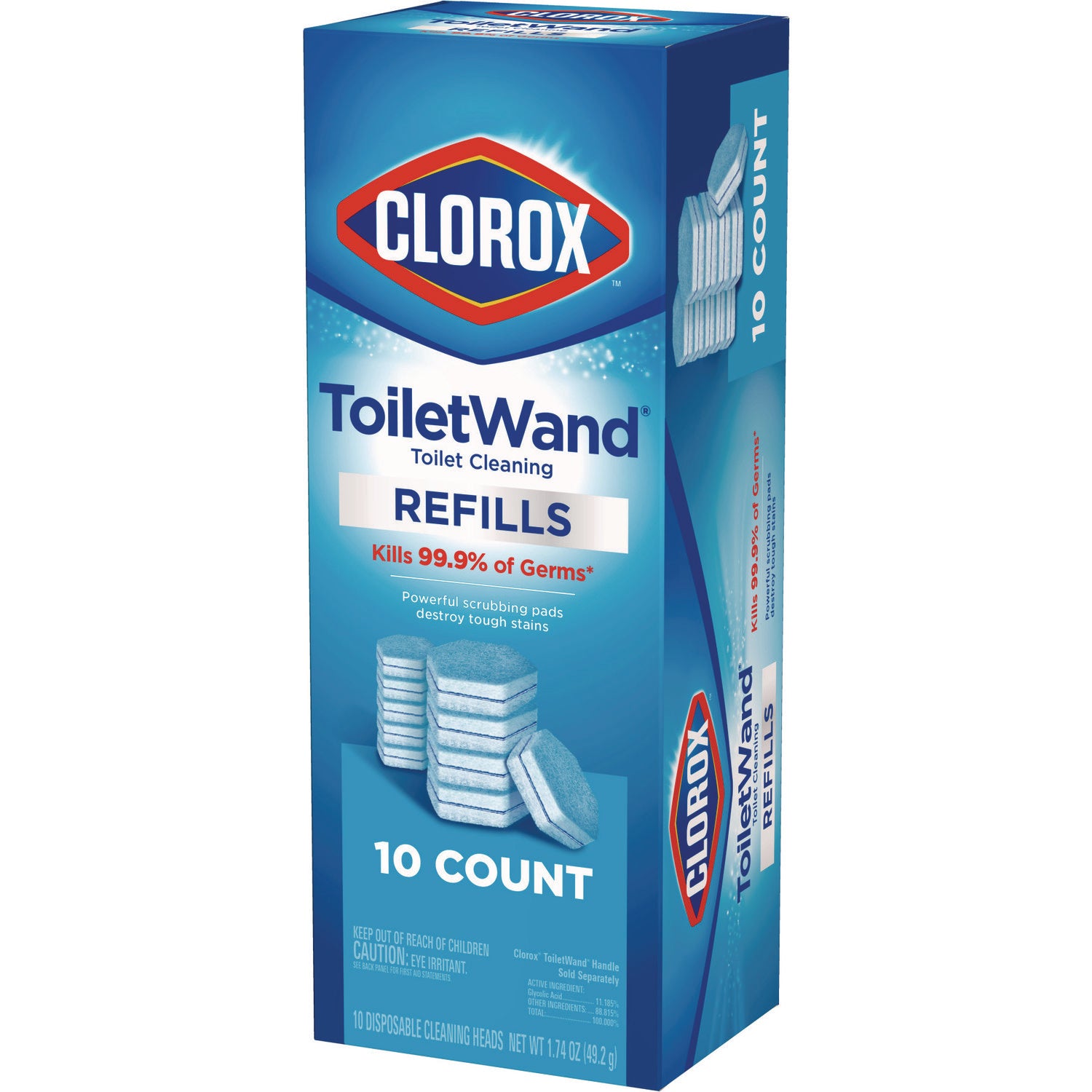 Clorox® Disinfecting ToiletWand Refill Heads, Blue/White, 10/Pack, 6 Packs/Carton