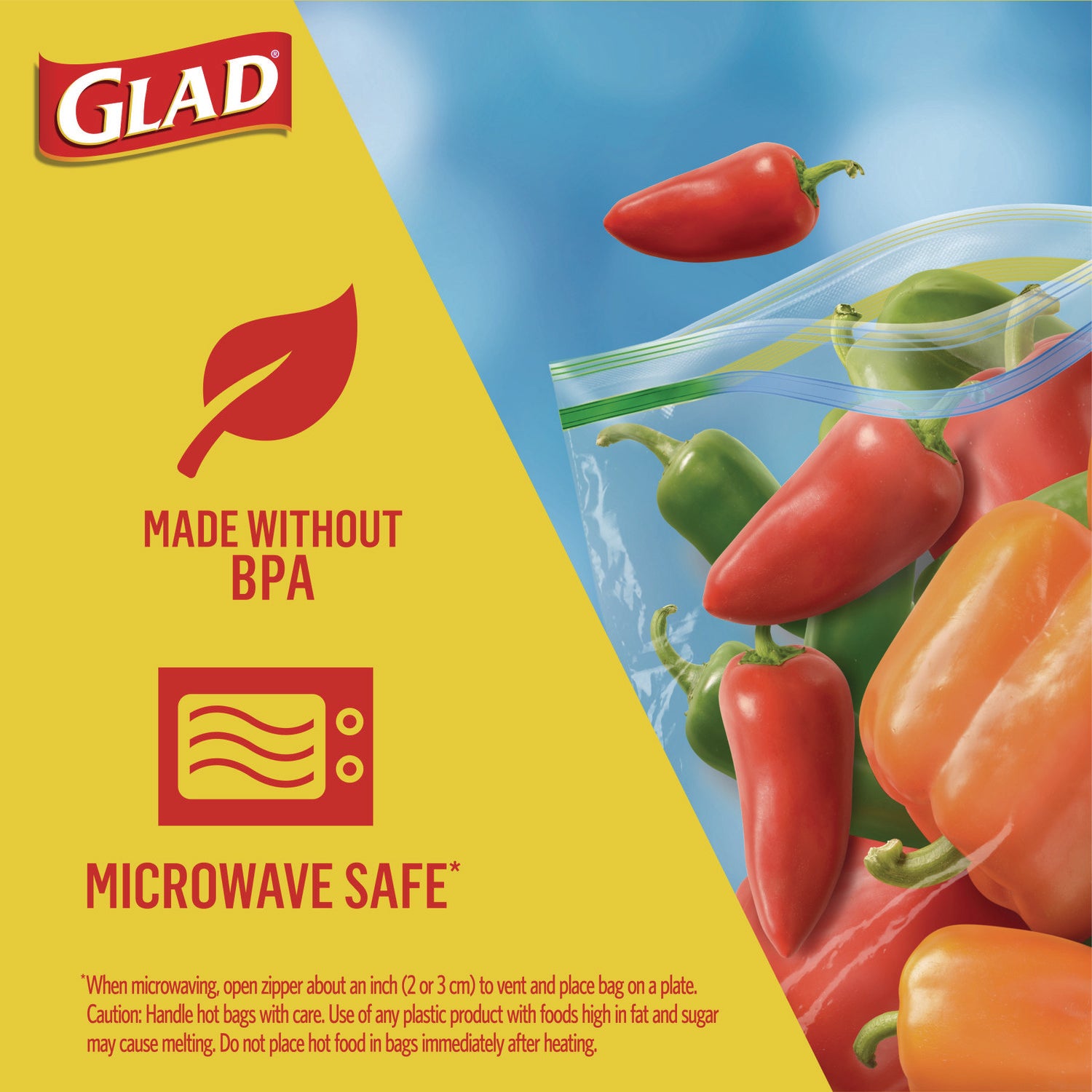 Glad® Sandwich Zipper Bags, Sandwich, 6.63" x 9.88" x 8", Clear, 600/Carton