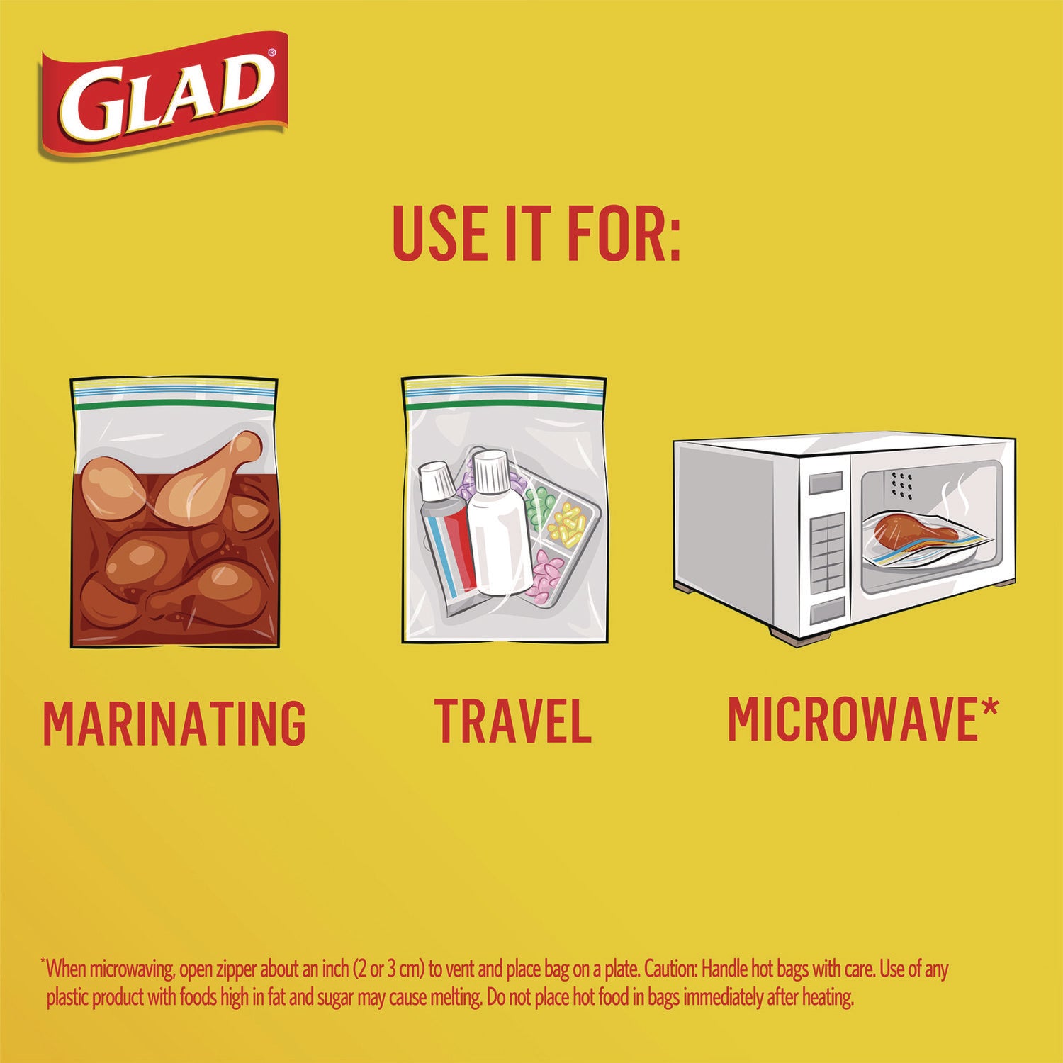 Glad® Sandwich Zipper Bags, Sandwich, 6.63" x 9.88" x 8", Clear, 600/Carton