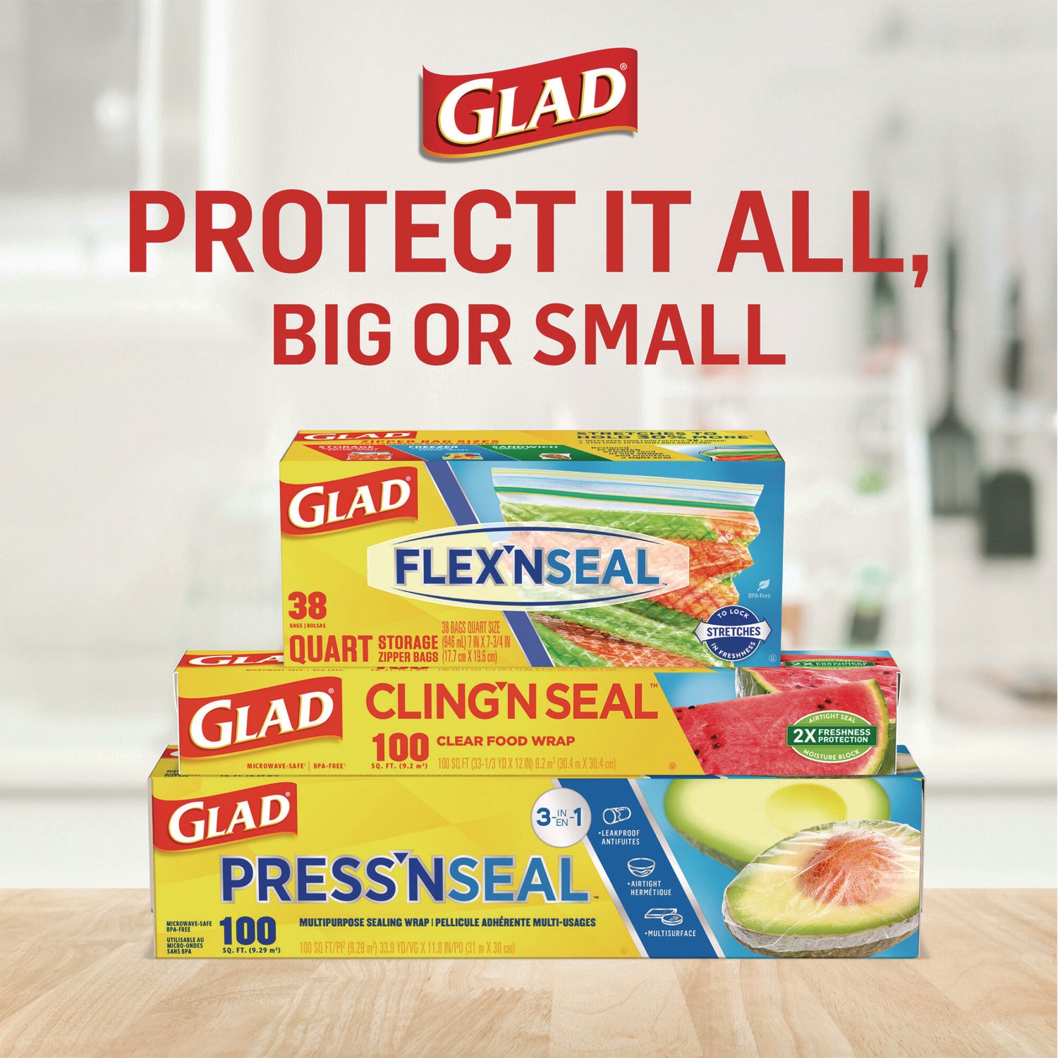 Glad® Sandwich Zipper Bags, Sandwich, 6.63" x 9.88" x 8", Clear, 600/Carton