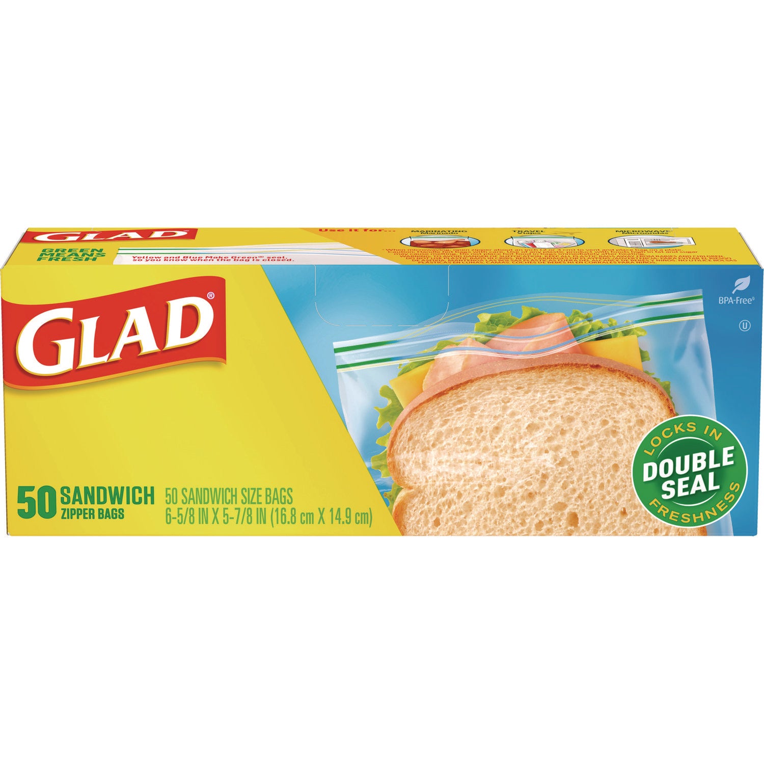 Sandwich Zipper Bags, Sandwich, 6.63" x 9.88" x 8", Clear, 600/Carton