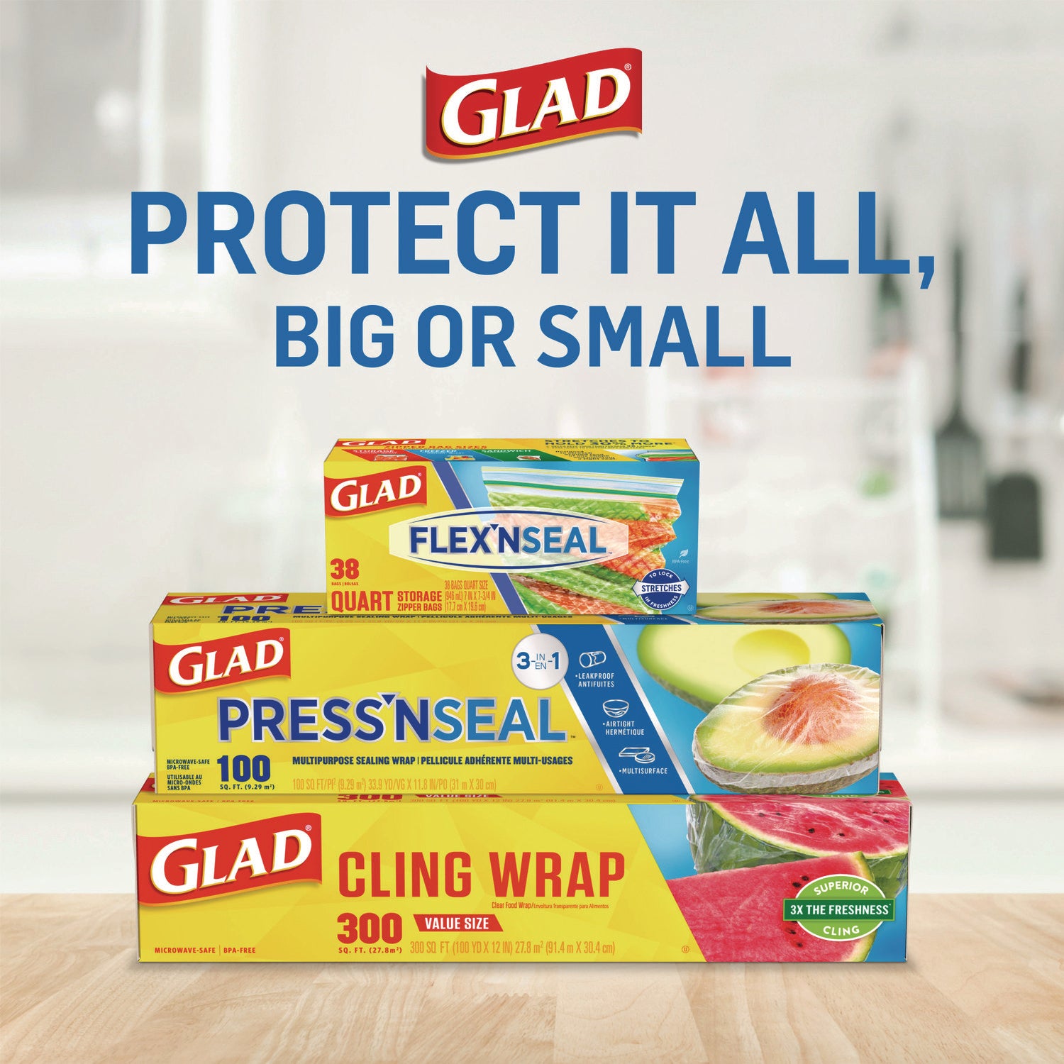 Glad® Press'n Seal Food Plastic Wrap, 70 Square Foot Roll, 12 Rolls/Carton