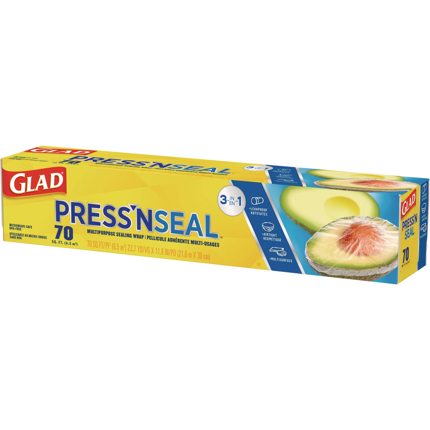 Glad® Press'n Seal Food Plastic Wrap, 70 Square Foot Roll, 12 Rolls/Carton